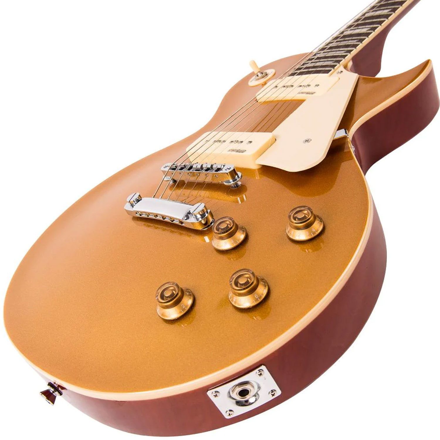 Vintage Guitars E-Gitarre Vintage E-Gitarre V100GT Reissued Gold Top, LP-Style Form, Reissued Serie, 1-St., E-Gitarre, Mit Wilkinson Hardware