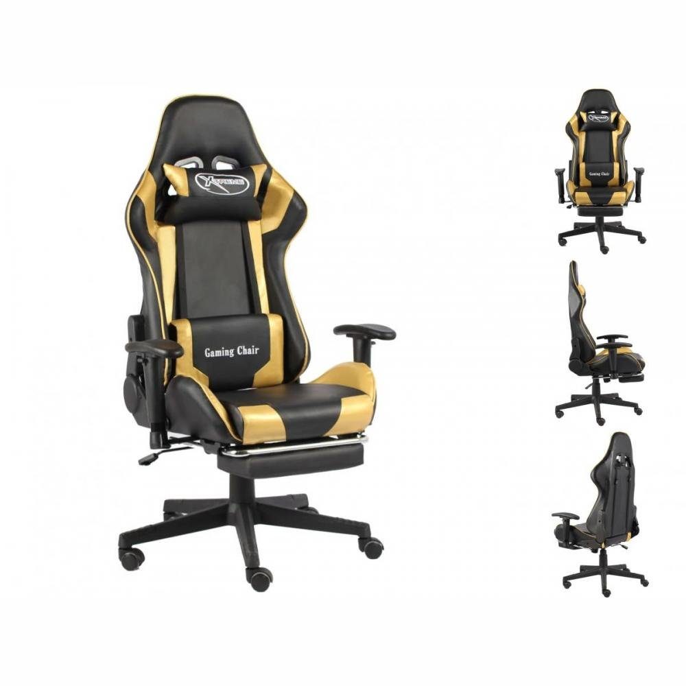 Neu eingetroffene Artikel vidaXL Bürostuhl Gaming-Stuhl mit Fußstütze Drehbar PVC Golden