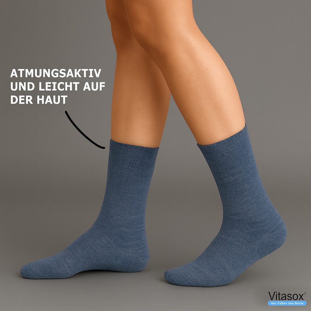 Vitasox Diabetikersocken für Herren - aus Baumwolle ohne Gummi, ohne Einschneiden und Abdrücken (8-Paar) mit weichem und dehnbarem Komfortbund
