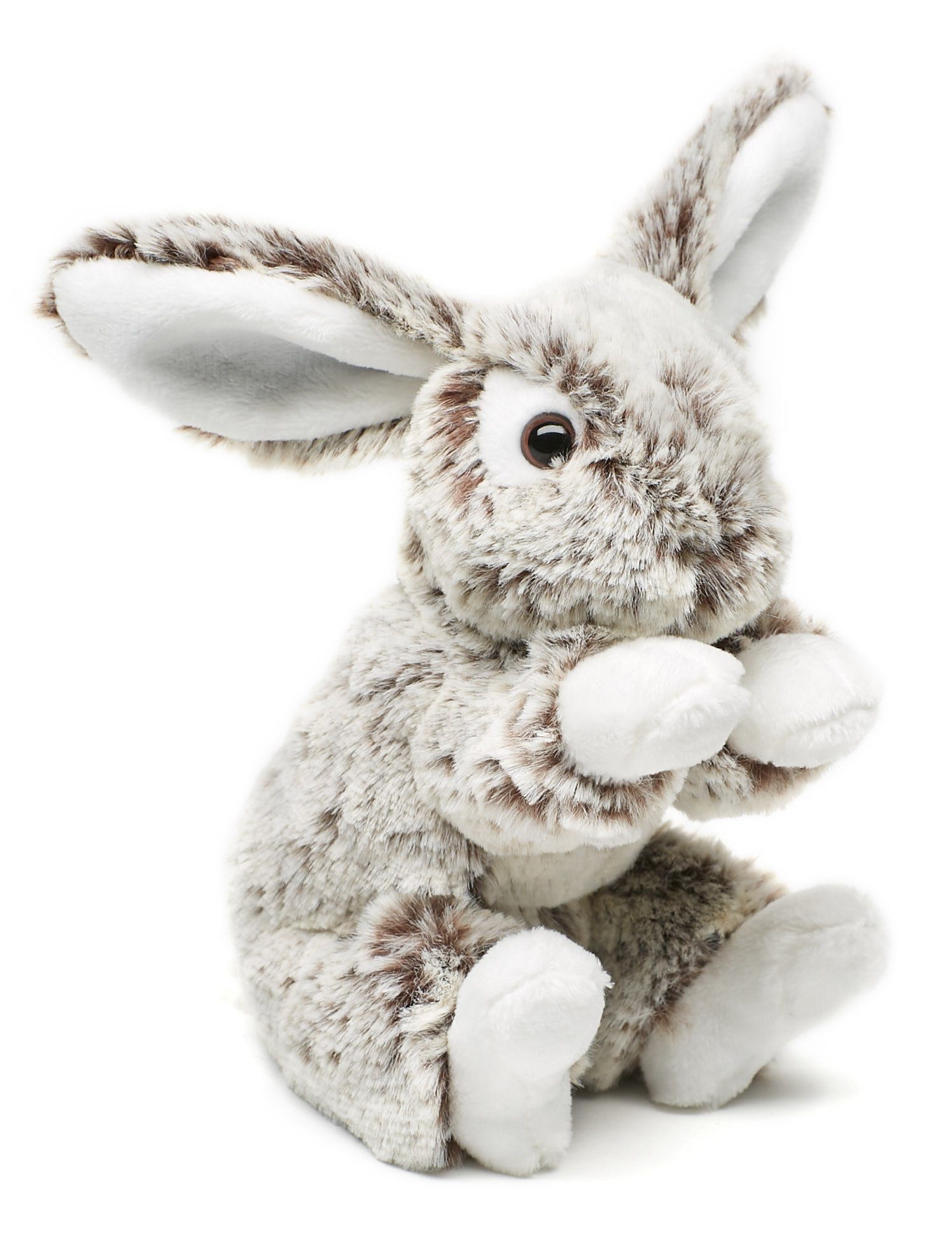 Uni-Toys Kuscheltier Hase m. Schlappohren, superweich - hell-/dunkelbraun - 15 cm - Plüsch, zu 100 % recyceltes Füllmaterial