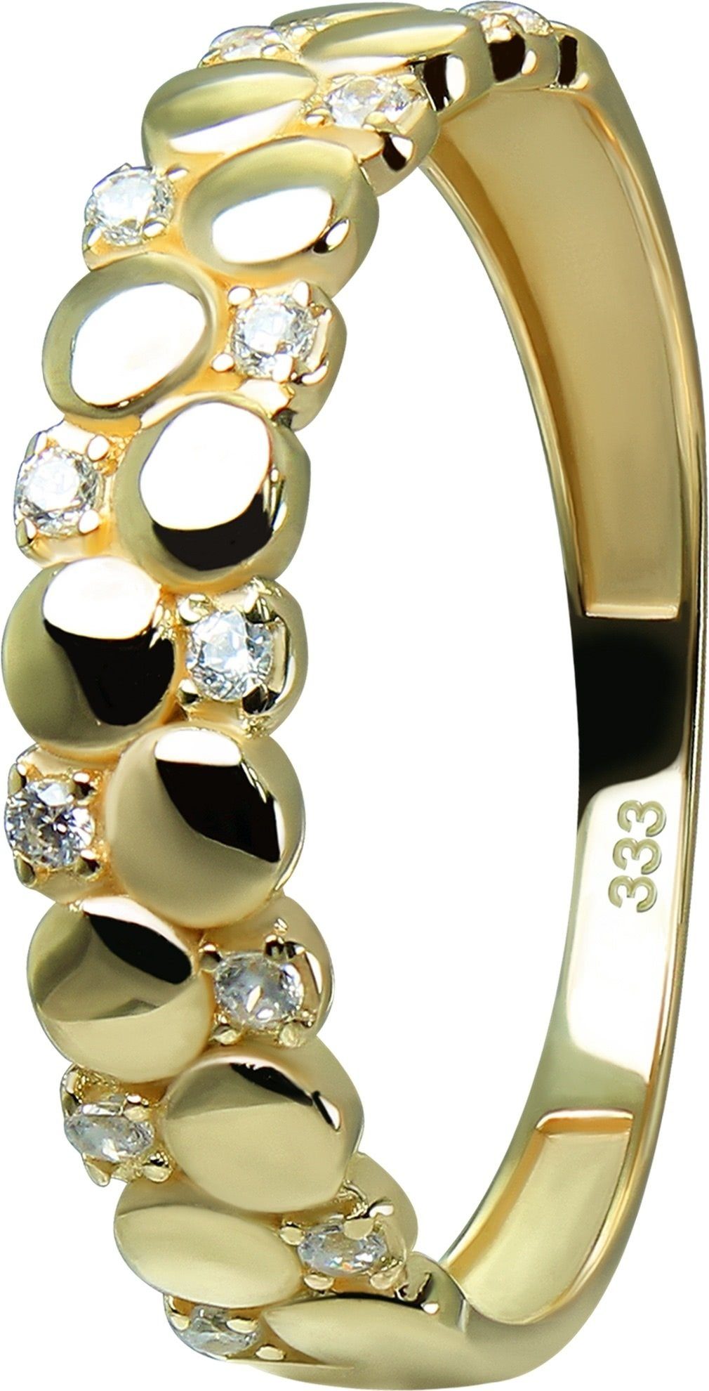 GoldDream Goldring GoldDream Gold Ring Dots Gr.56 Zirkonia (Fingerring), Damen Ring Dots 333 Gelbgold - 8 Karat, Farbe: gold, weiß