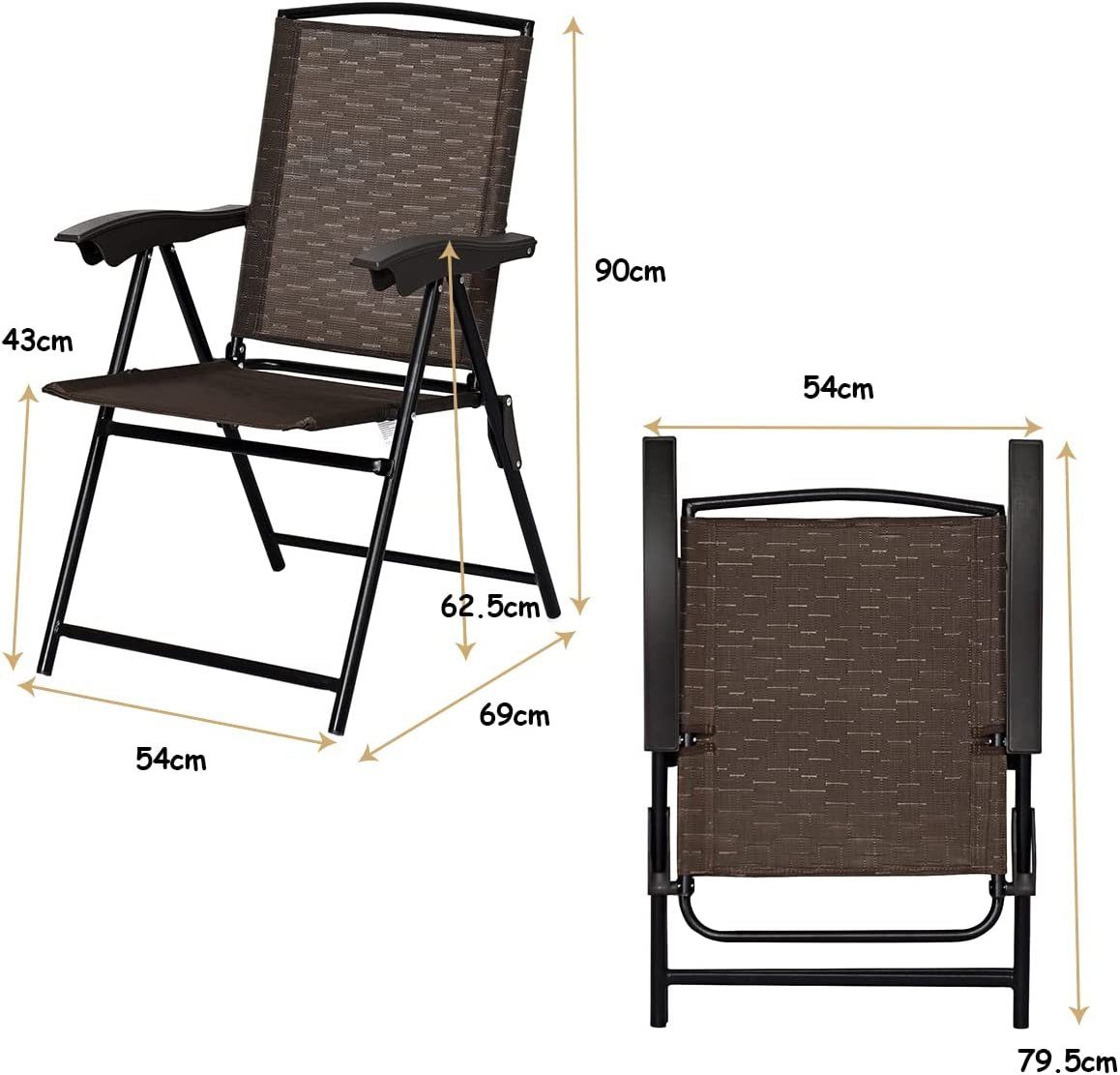 KOMFOTTEU Klappstuhl Terrassenstühle (4er Set), mit verstellbarer Rückenlehne