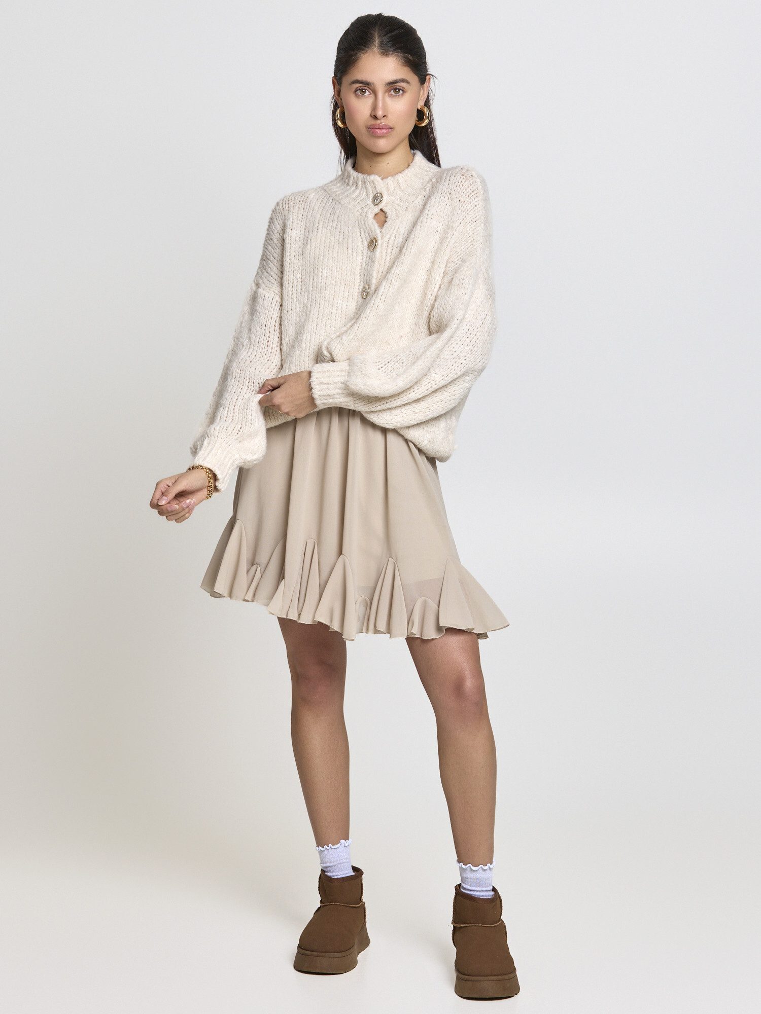 Lilavie Cardigan Paulaa One Size kuschelige Grobstrick Jacke mit Wollanteil günstig online kaufen