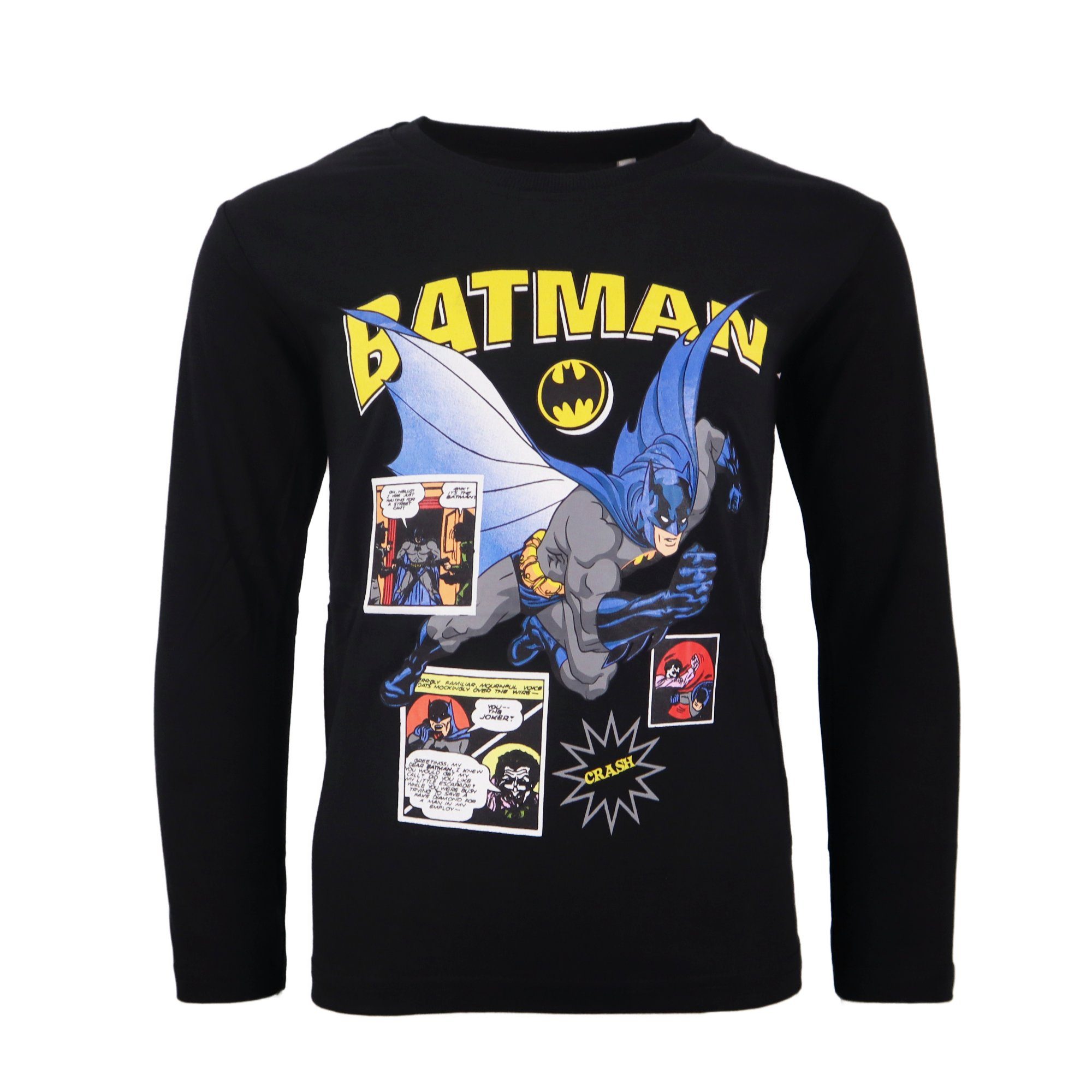 DC Comics Langarmshirt Batman Kinder Jungen Shirt Gr. 104 bis 134, Schwarz oder Grau