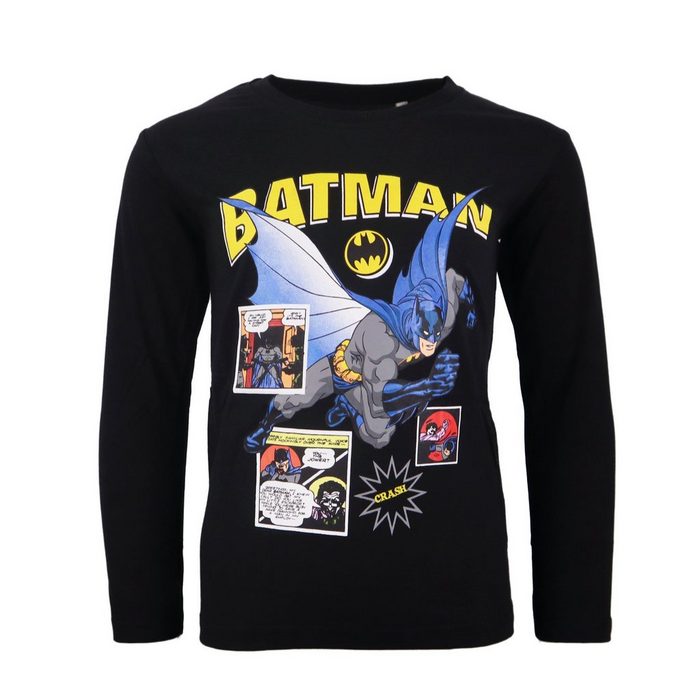 DC Comics Langarmshirt Batman Kinder Jungen Shirt Gr. 104 bis 134 Schwarz oder Grau