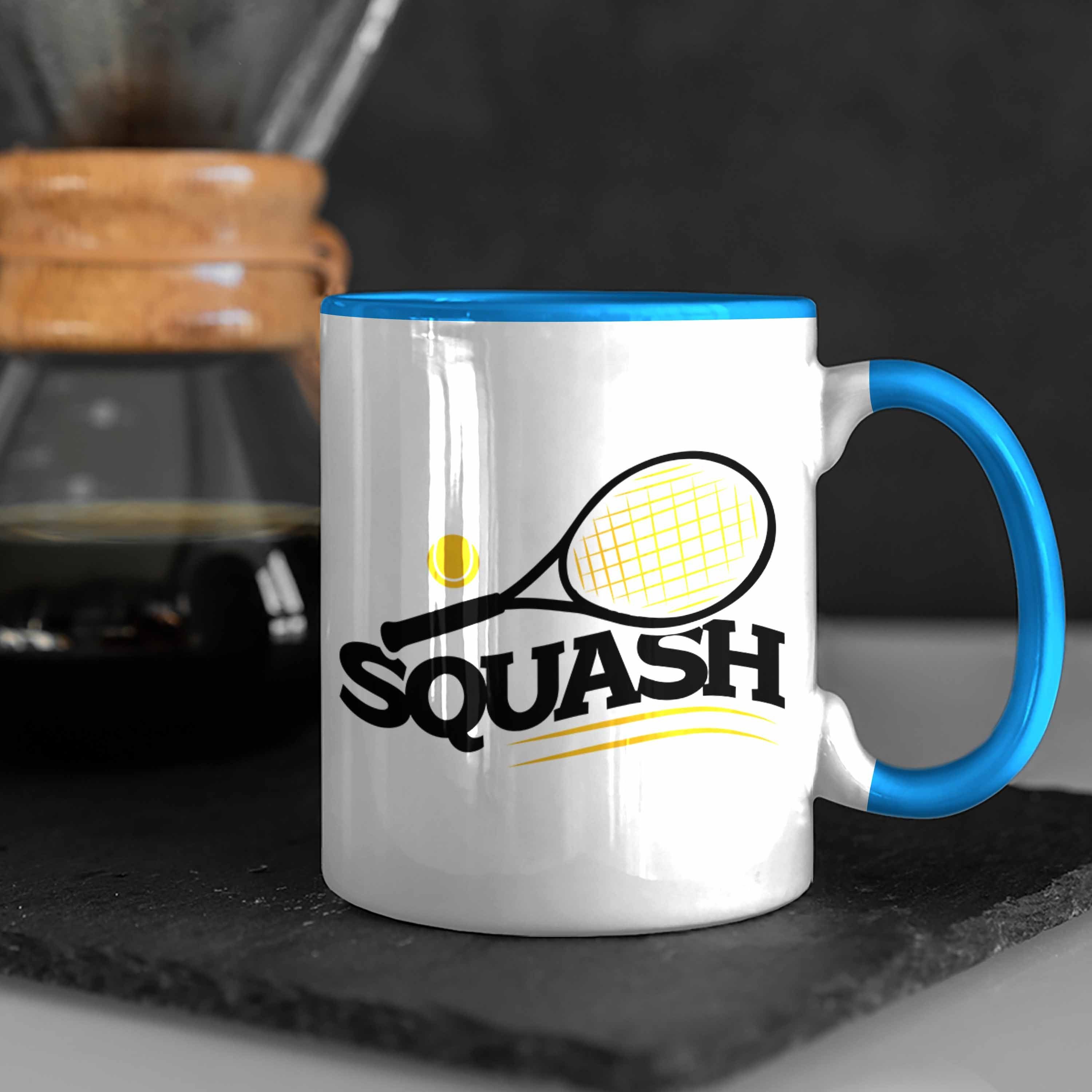Trendation Lustige Squash-Tasse Squash-Spieler Geschenk Blau Tasse für