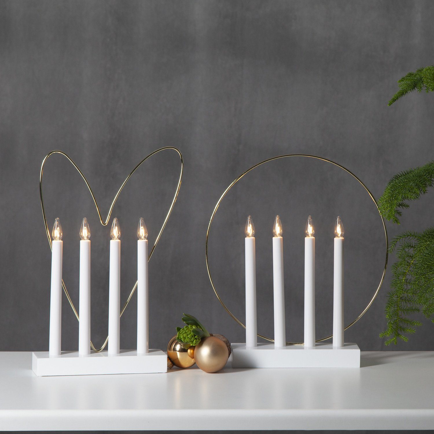 STAR TRADING Fensterleuchter Fensterleuchter Herz Kerzenleuchter Hochzeit Valentinstag 4flammig, Glühlampe