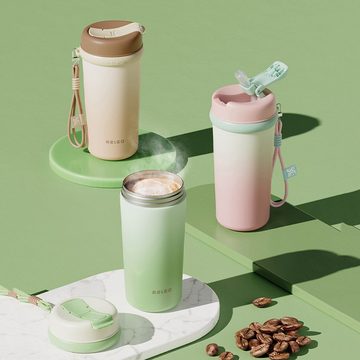 GelldG Becher Kaffeebecher Isolierbecher mit 360°Trinköffnung Travel Mug
