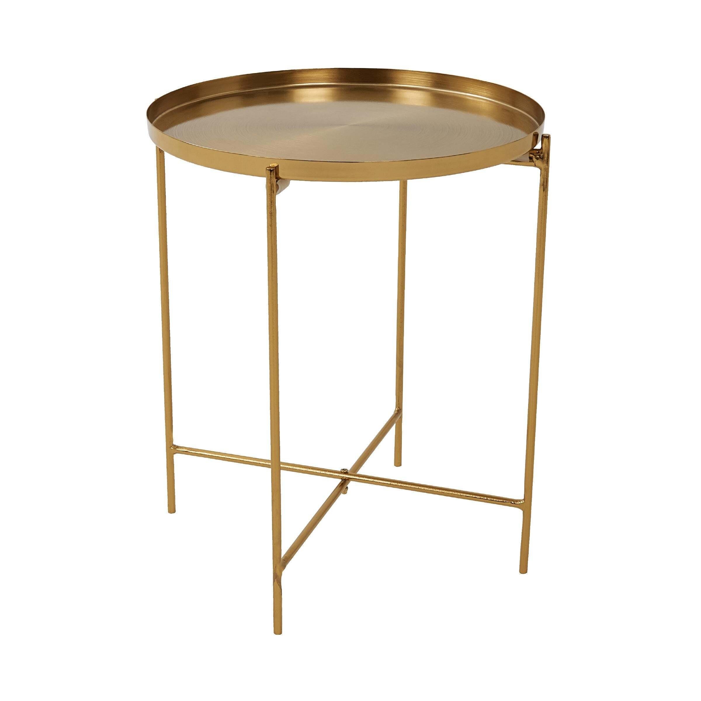BUTLERS Beistelltisch AURIA Beistelltisch, goldener Tisch Höhe 40cm - Abstelltisch aus gebürstetem Metall