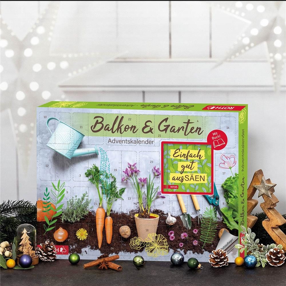 Roth Adventskalender Balkon & Garten-Adventskalender, 24 Samentütchen mit Aussaat-Tipps