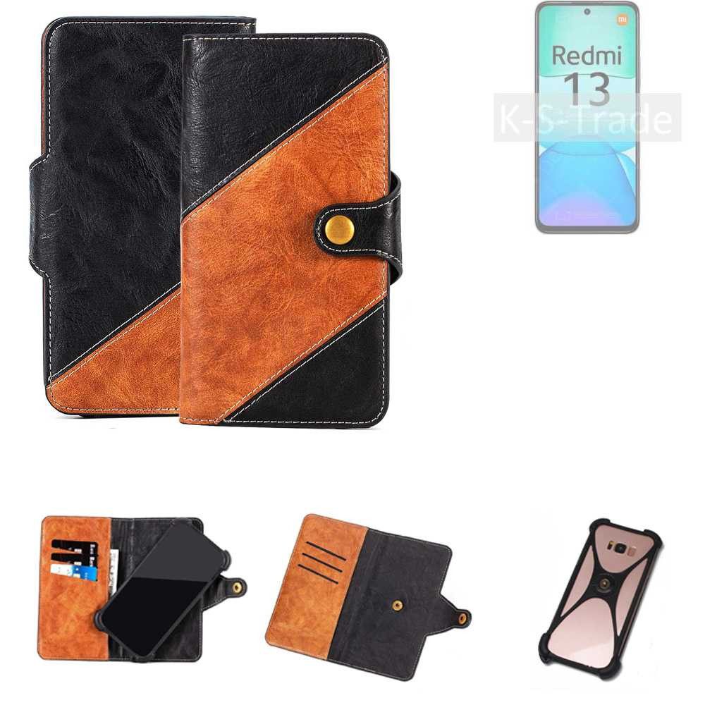 K-S-Trade Handyhülle für Xiaomi Redmi 13, Handyhülle Schutzhülle Bookstyle Case Wallet-Case Handy Cover