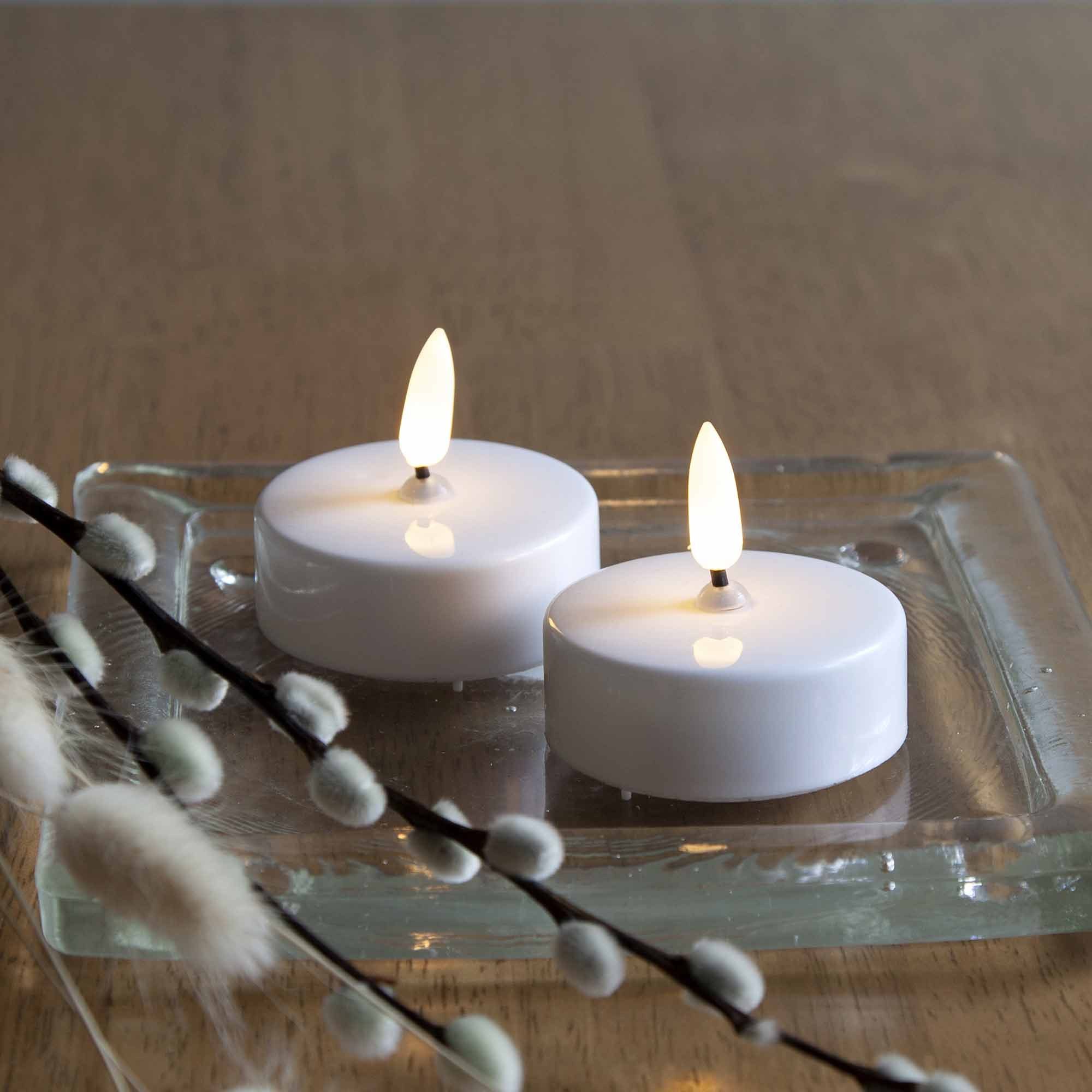 STAR TRADING LED-Kerze Flamme (Set, 2-tlg), XL LED Teelichte 3D Flamme 6/18h Timer 5,8x5,5cm Kunststoff