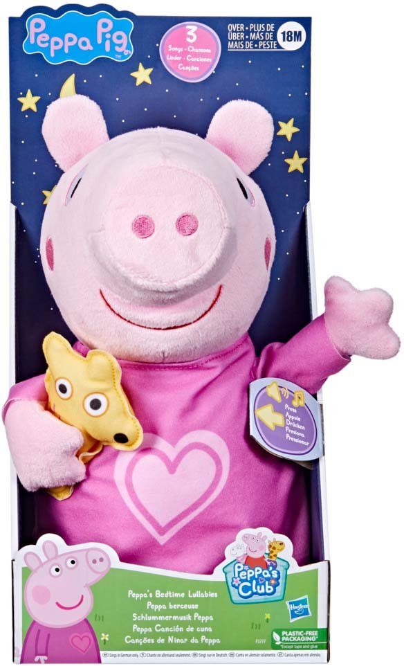 Hasbro Plüschfigur Peppa Pig - kichert 3 schnarcht Peppa, singt Lieder, Schlummermusik gähnt, und