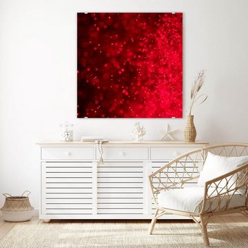 Primedeco Glasbild Wandbild Quadratisch Rote Farben mit Aufhängung, Abstrakt