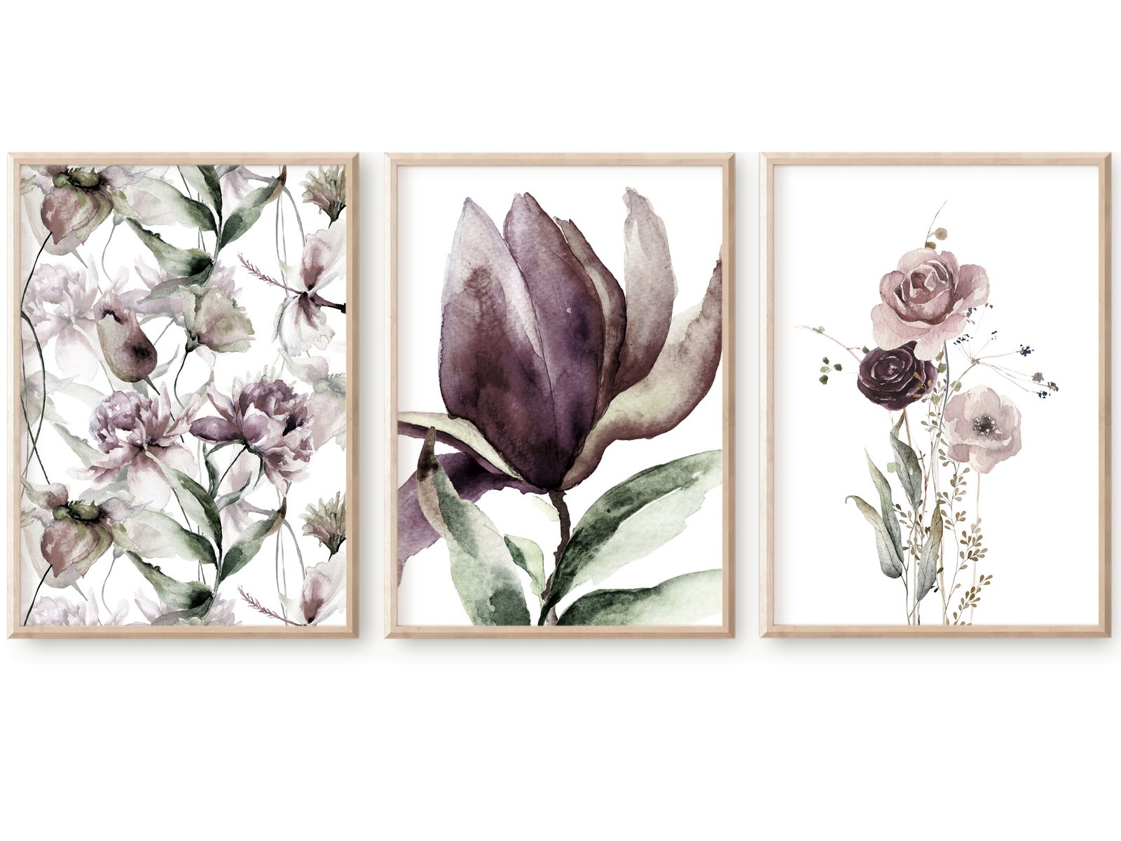 Poster Bilder Wandbilder Bilderset MAGNOLIE BURGUND