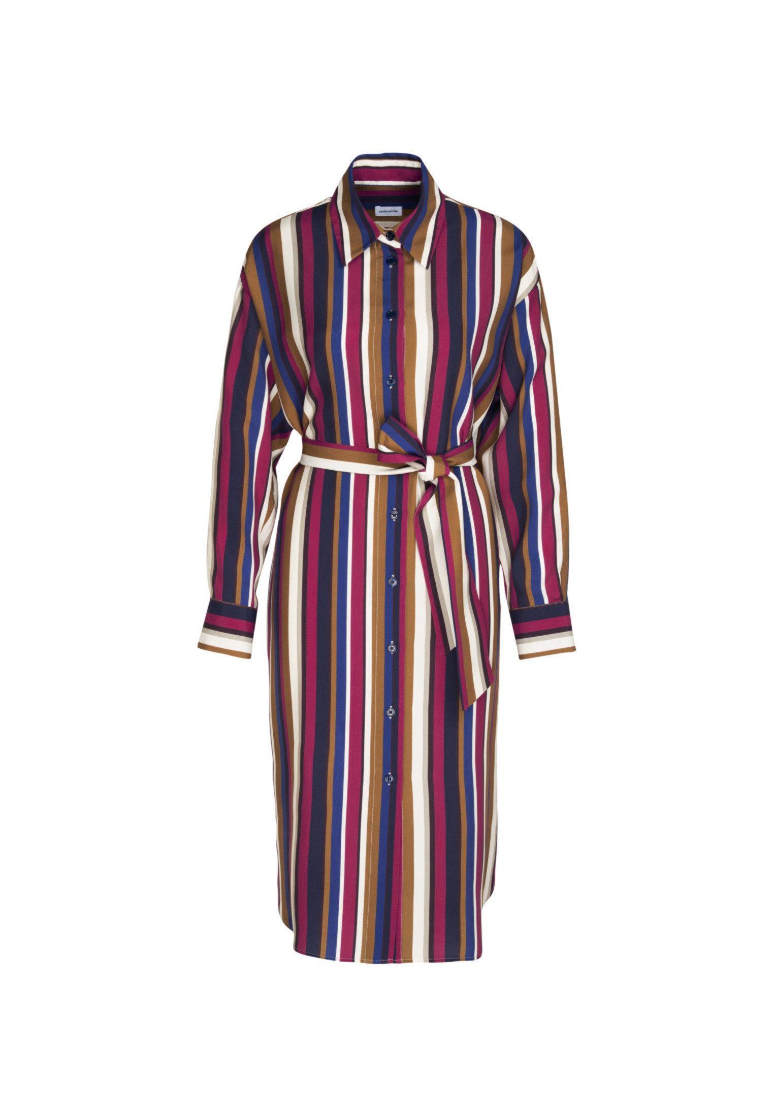 seidensticker Sommerkleid Schwarze Rose Langarm Kragen Druck