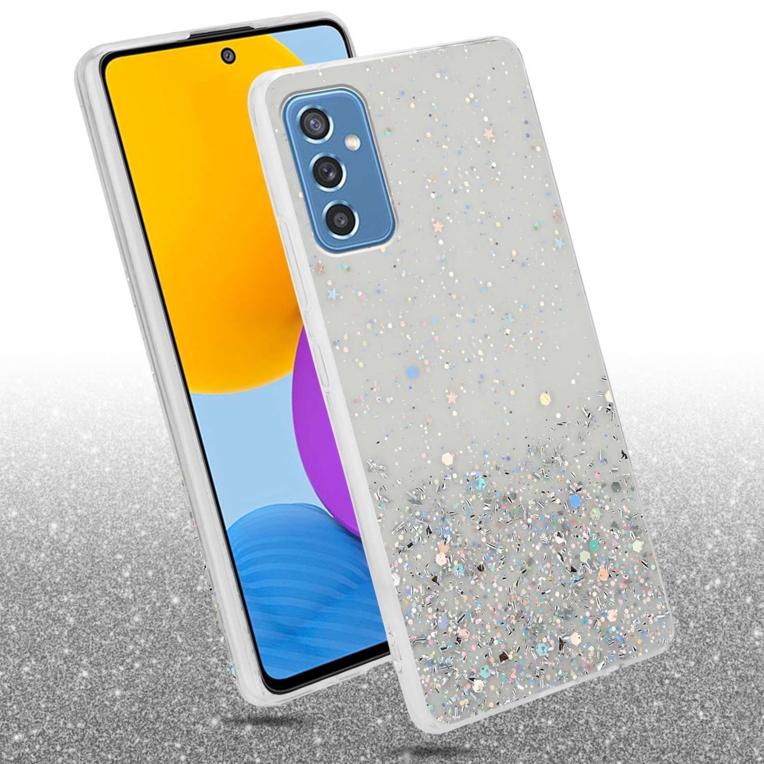 Cadorabo Handyhülle für Samsung Galaxy M52 5G Hülle Samsung Galaxy M52 5G, Flexible TPU Silikon Handy Schutzhülle - Hülle - mit Glitzer