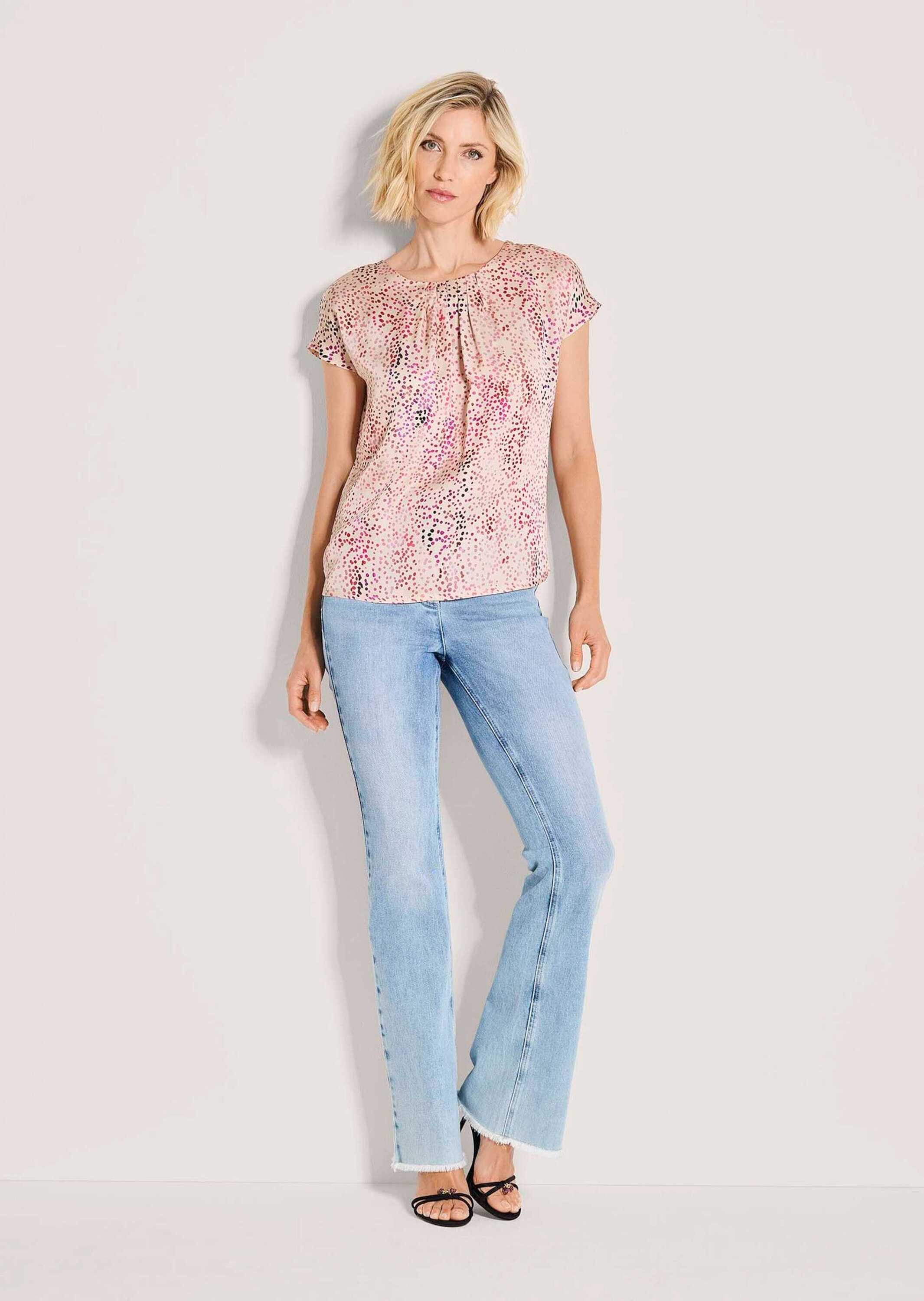 MADELEINE Shirtbluse Druckbluse mit Tupfenmuster Viskosebluse mit Rundhals, günstig online kaufen