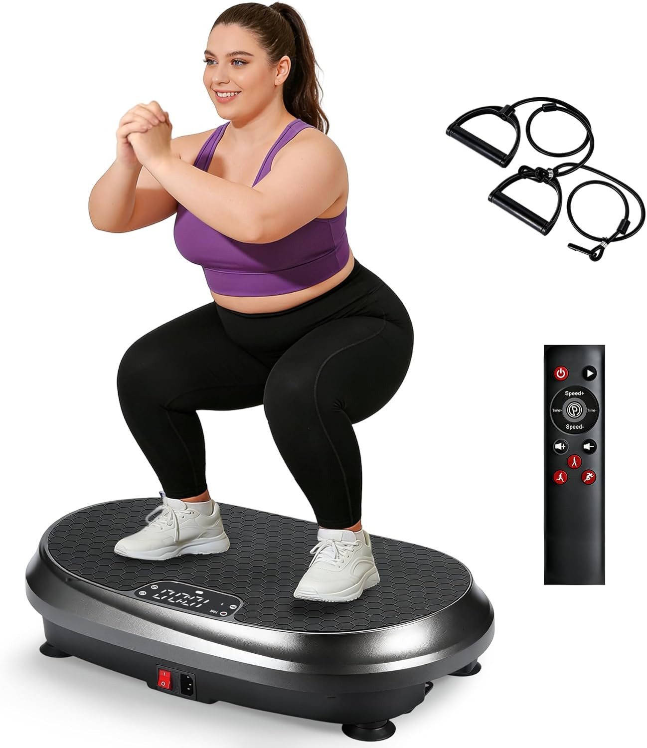 ZMH Vibrationsplatte Ganzkörpertraining - 199 Stufen Vibrationsplatten bis 150/200kg, 200 W, 199 Intensitätsstufen, Vibrationsplatten Training Bluetooth für Zuhause mit Musik-Sync