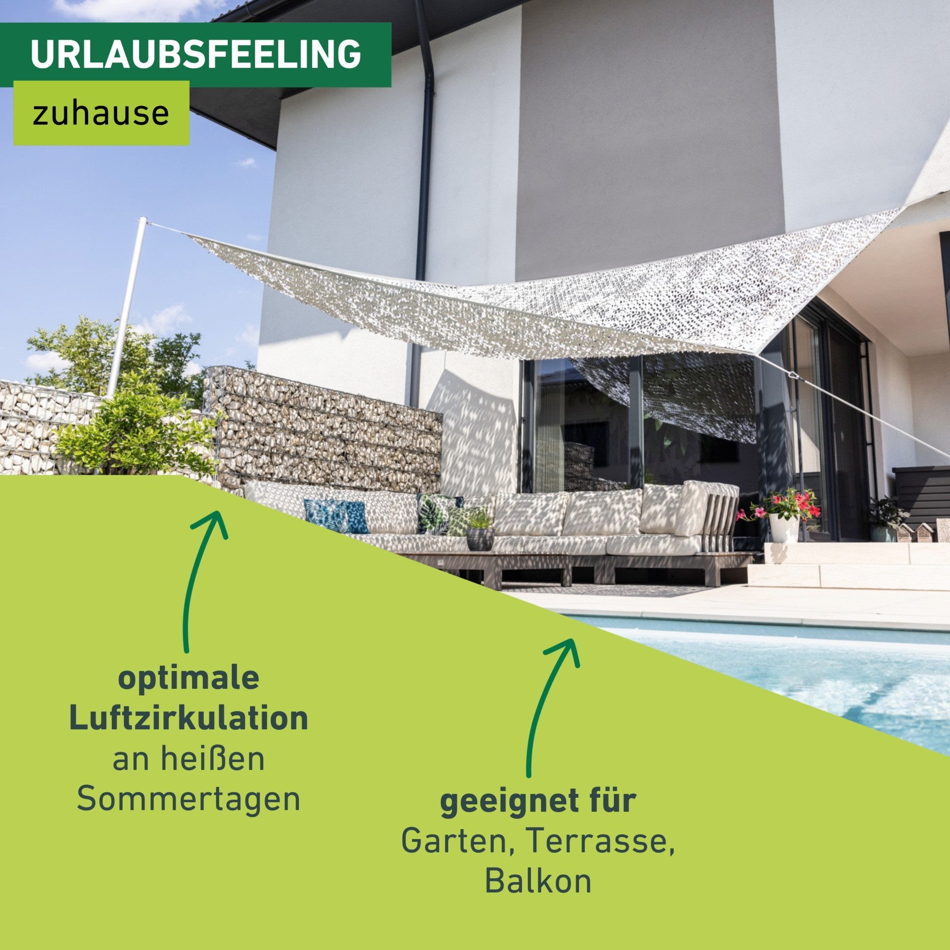 Windhager Sonnensegel Beschattungsnetz COTE D´AZUR, Schattenspender mit UV Schutz, Sonnenschutz 3 x 4 m, erhältlich in beige/taupe oder weiß/grau