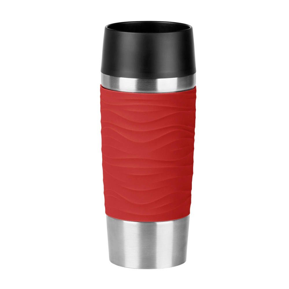 Emsa Thermobecher TRAVEL MUG Waves Rot, 360 ml, Edelstahl