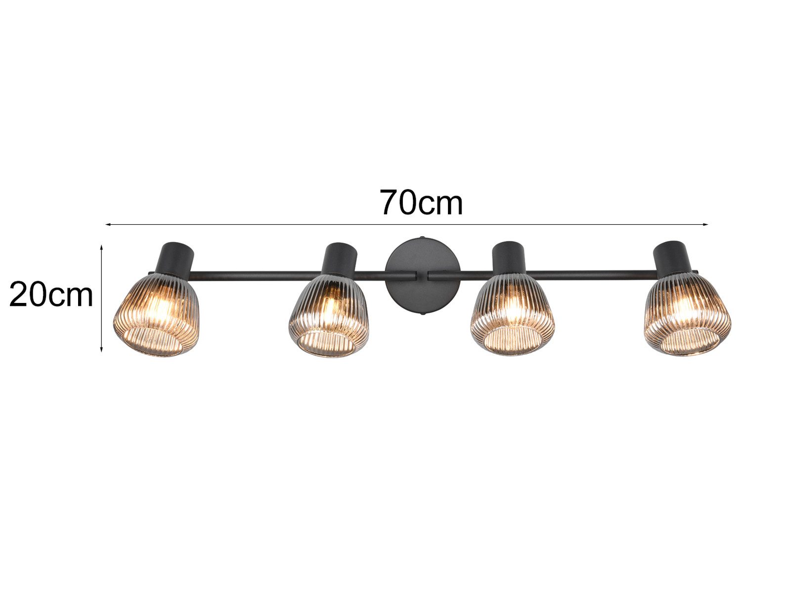 TRIO Leuchten LED Deckenstrahler, Dimmfunktion, LED wechselbar, warmweiß, Licht-strahler Decke Spot-s Lampenschirme Glas Treppenhaus, B: 70cm