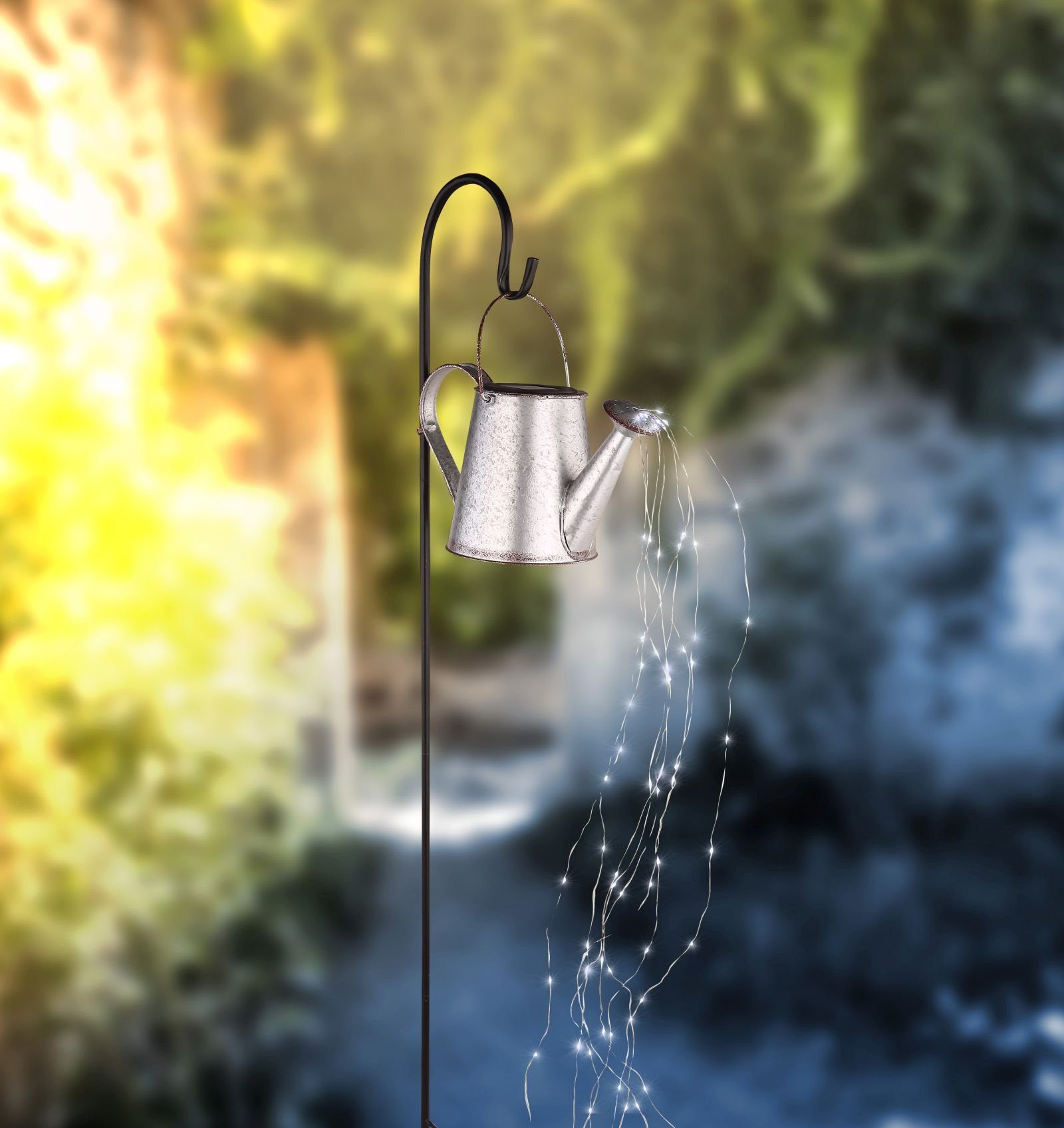 LED Solarleuchte Solarleuchte Gießkanne Silber Solarlampe Außen Außenleuchte Solar
