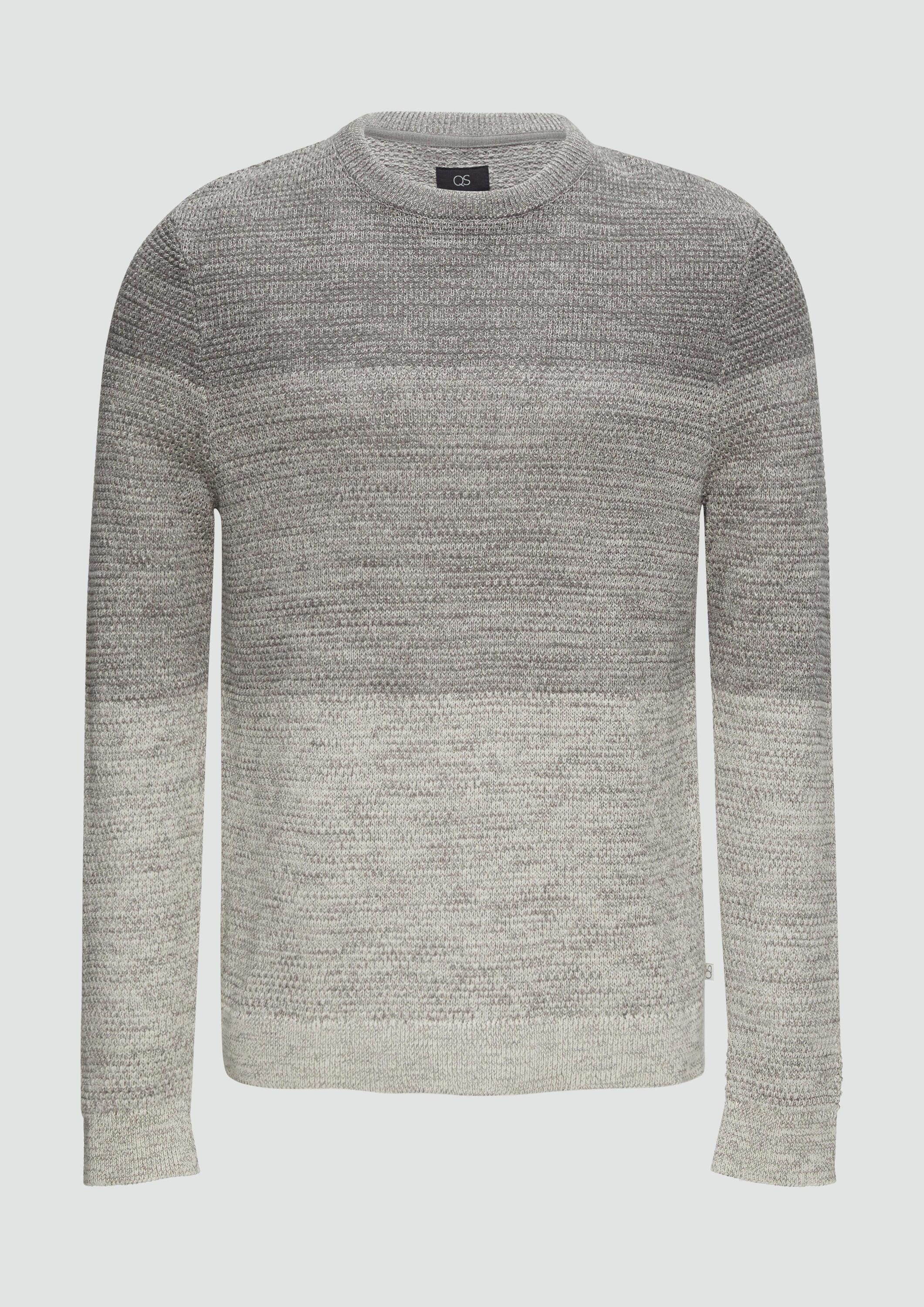 QS Longpullover Strickpullover Strickpullover in melierter Streifenoptik