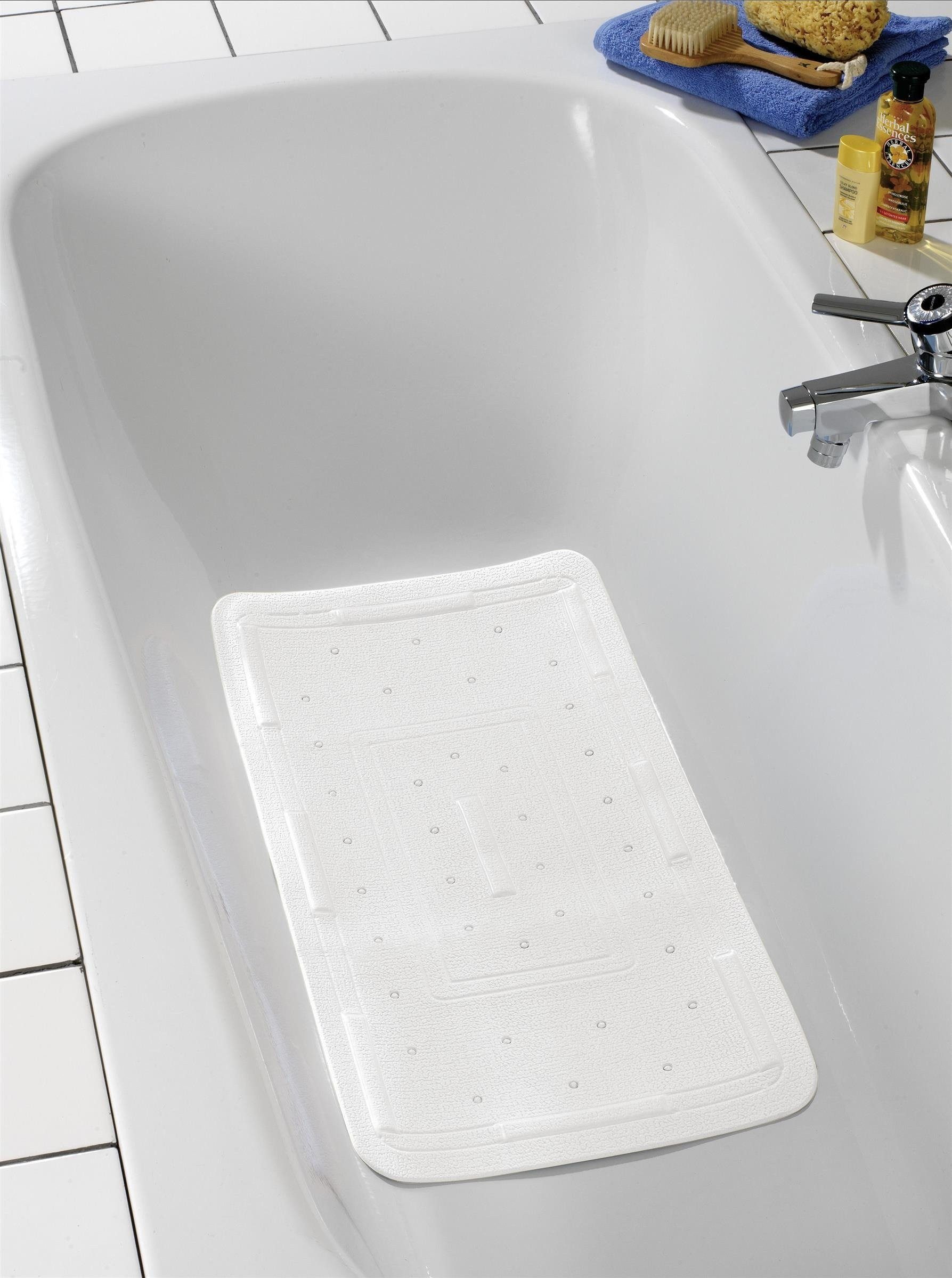WENKO Duschmatte Rutschfeste Wanneneinlage FLORIDA, 90 x 36,5 cm, für Badezimmer geeignet, angenehme Trittkomfort, Badematte