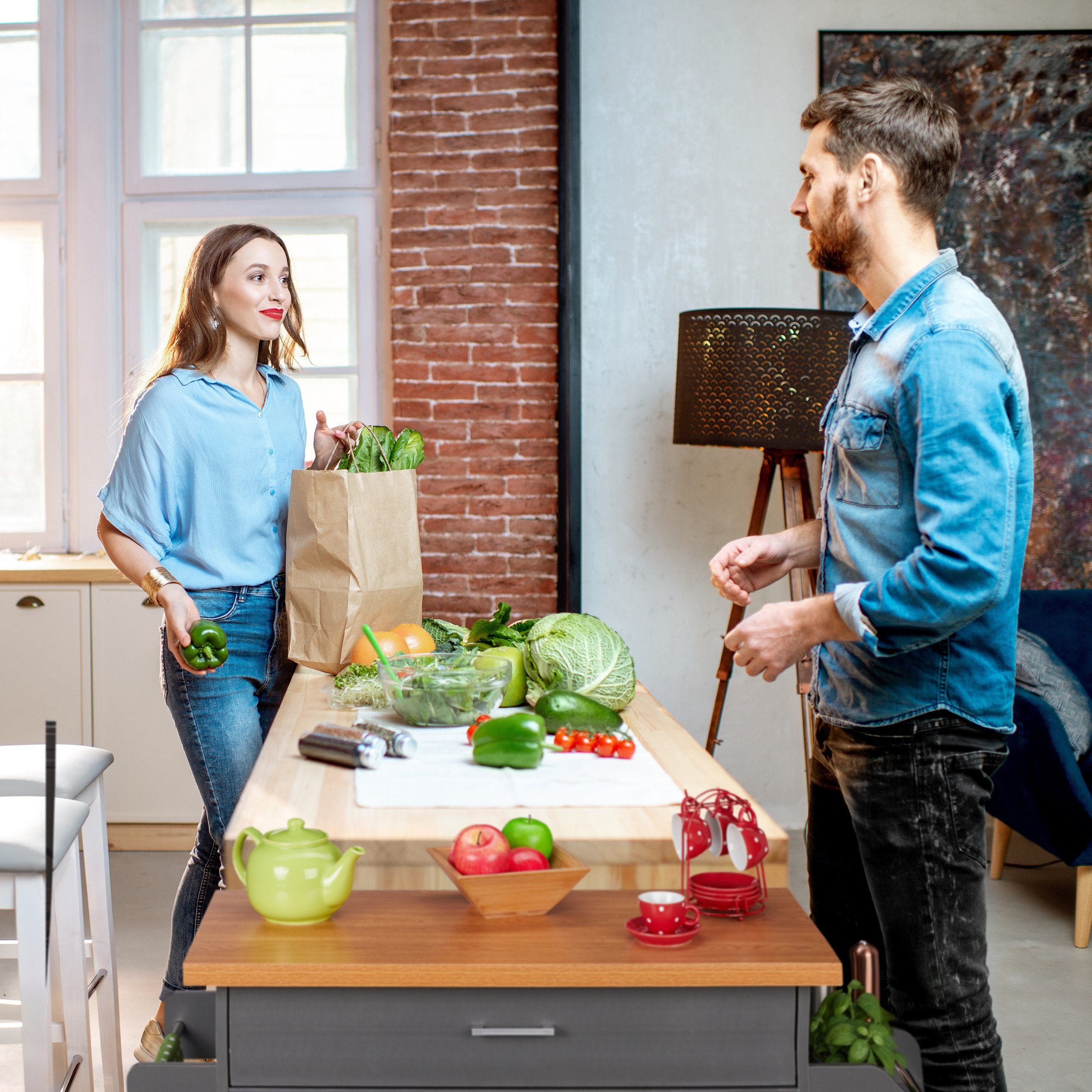 relaxdays Küchenwagen mit Arbeitsplatte