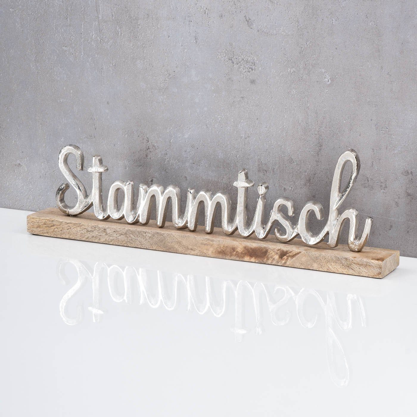 Silber Metall Mango Levandeo® Deko-Schriftzug, Holz Stammtisch L40cm Tischdeko Schriftzug Deko