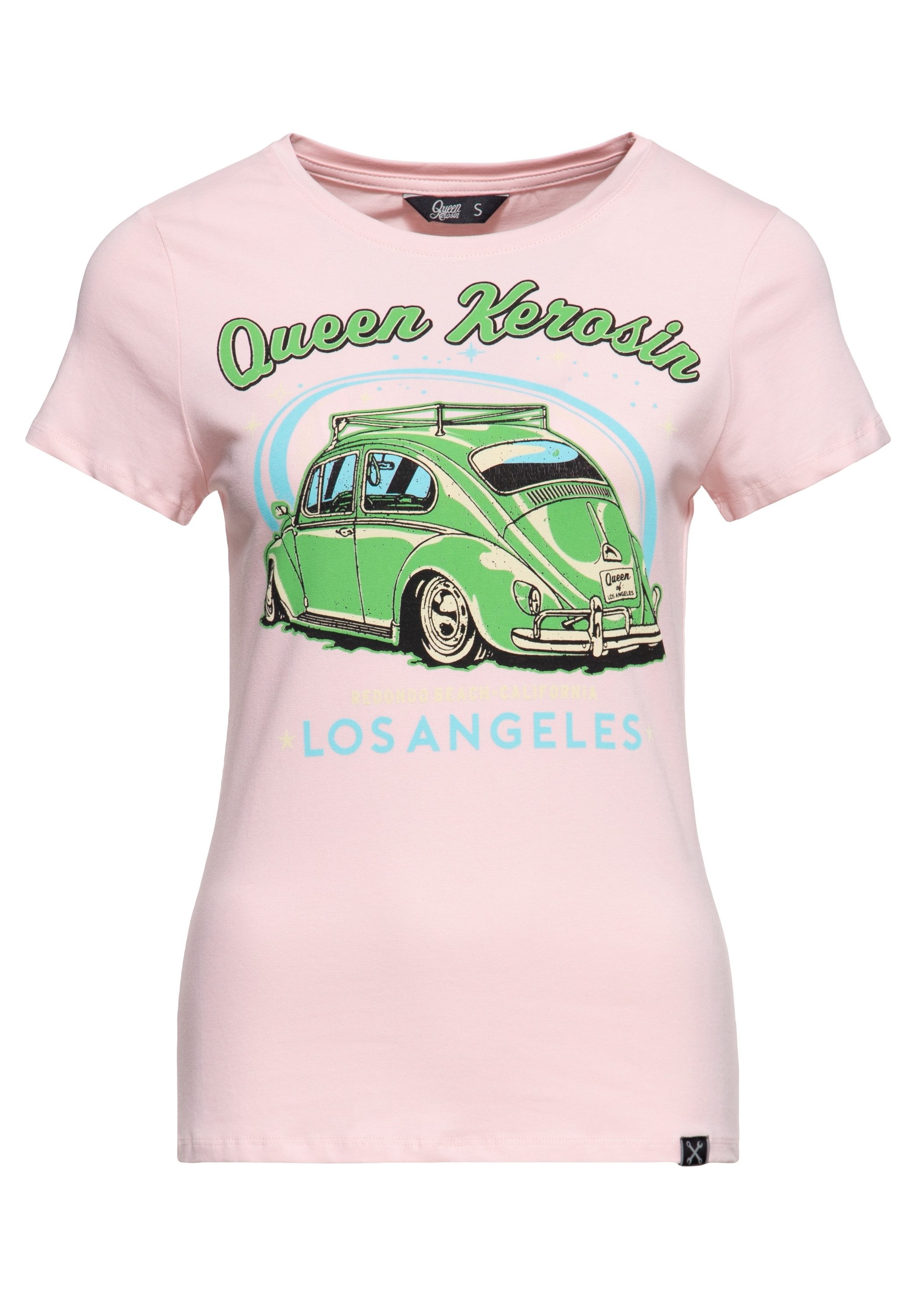 QueenKerosin Print-Shirt Los Angeles (1-tlg) mit Oldtimer-Print