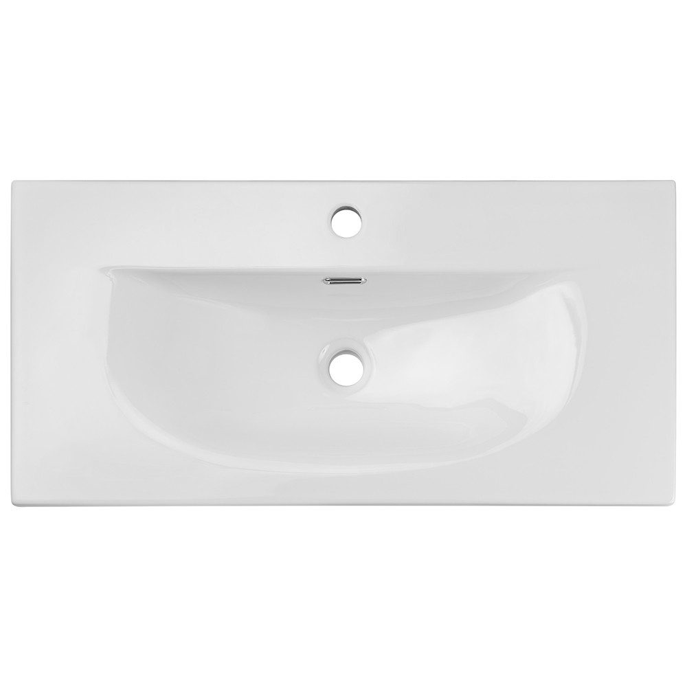 Lomadox Waschtisch NEWPORT-56-CASHMERE, 81cm mit Keramikwaschbecken, kaschmir, gerillte Front