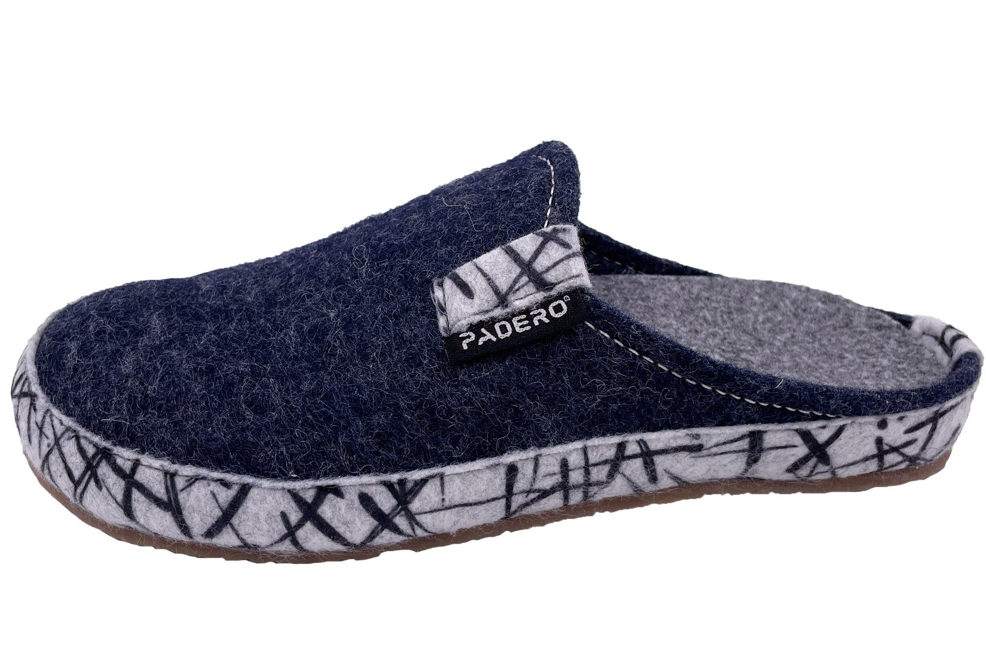 PADERO TONI-Striped Pantoffel Wollfilz Hausschuh