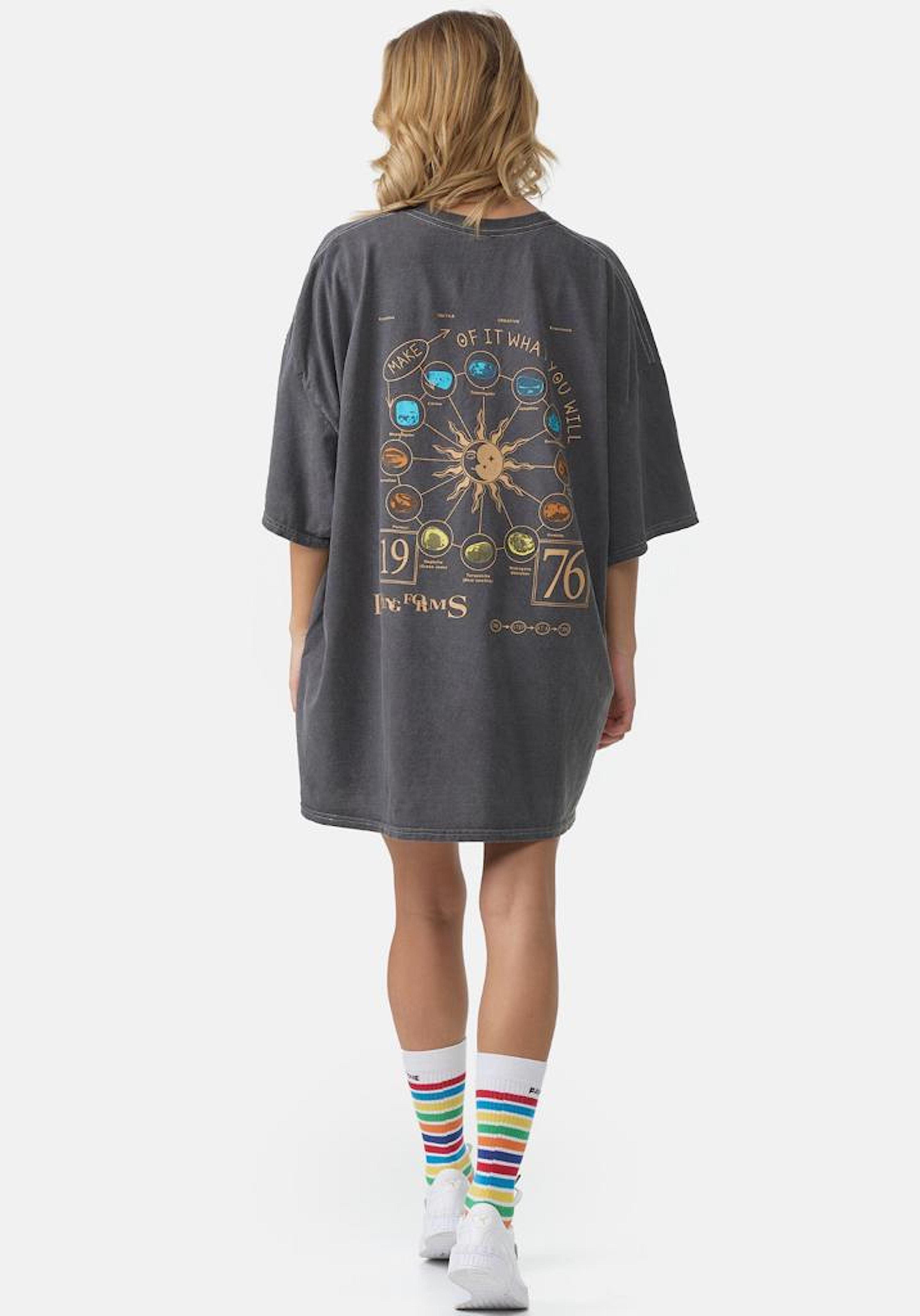 Worldclassca T-Shirt Worldclassca Oversized Print T-Shirt lang Tee Sommer Oberteil Neu