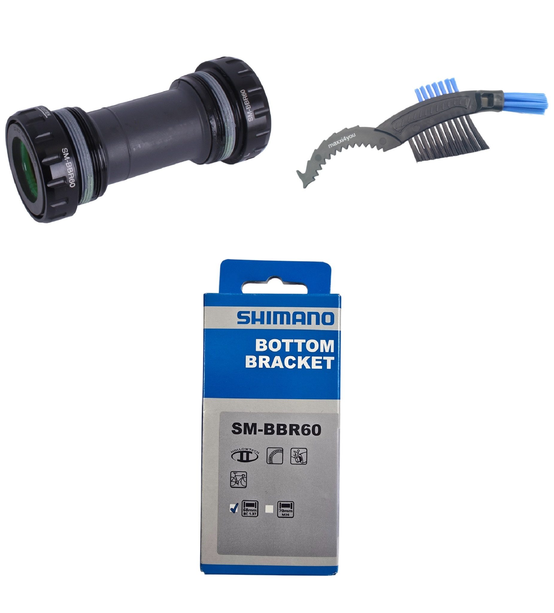 maxxi4you Fahrrad-Kugellager SHIMANO SM-BBR60 Innenlager BSA 68 mm für HOLLOWTECH II inkl. KB