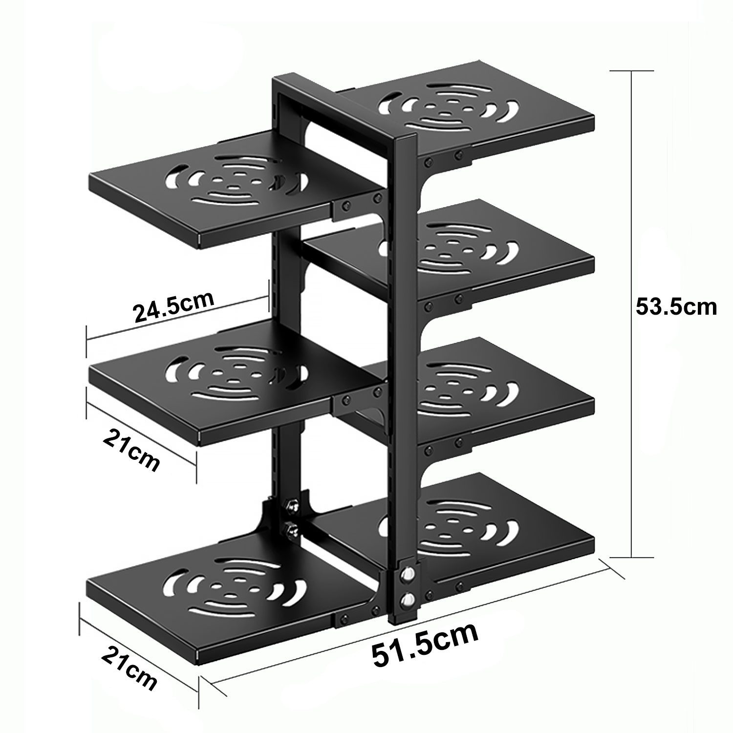 devesanter Küchenregal Topf‑ und Pfannenorganizer mit 7 verstellbaren Fächern, 51,5x21x53,5cm, 1-tlg., Topfregal Mehrzweckregal aus Kohlenstoffstahl, Schwarz – Bild 2 von 5