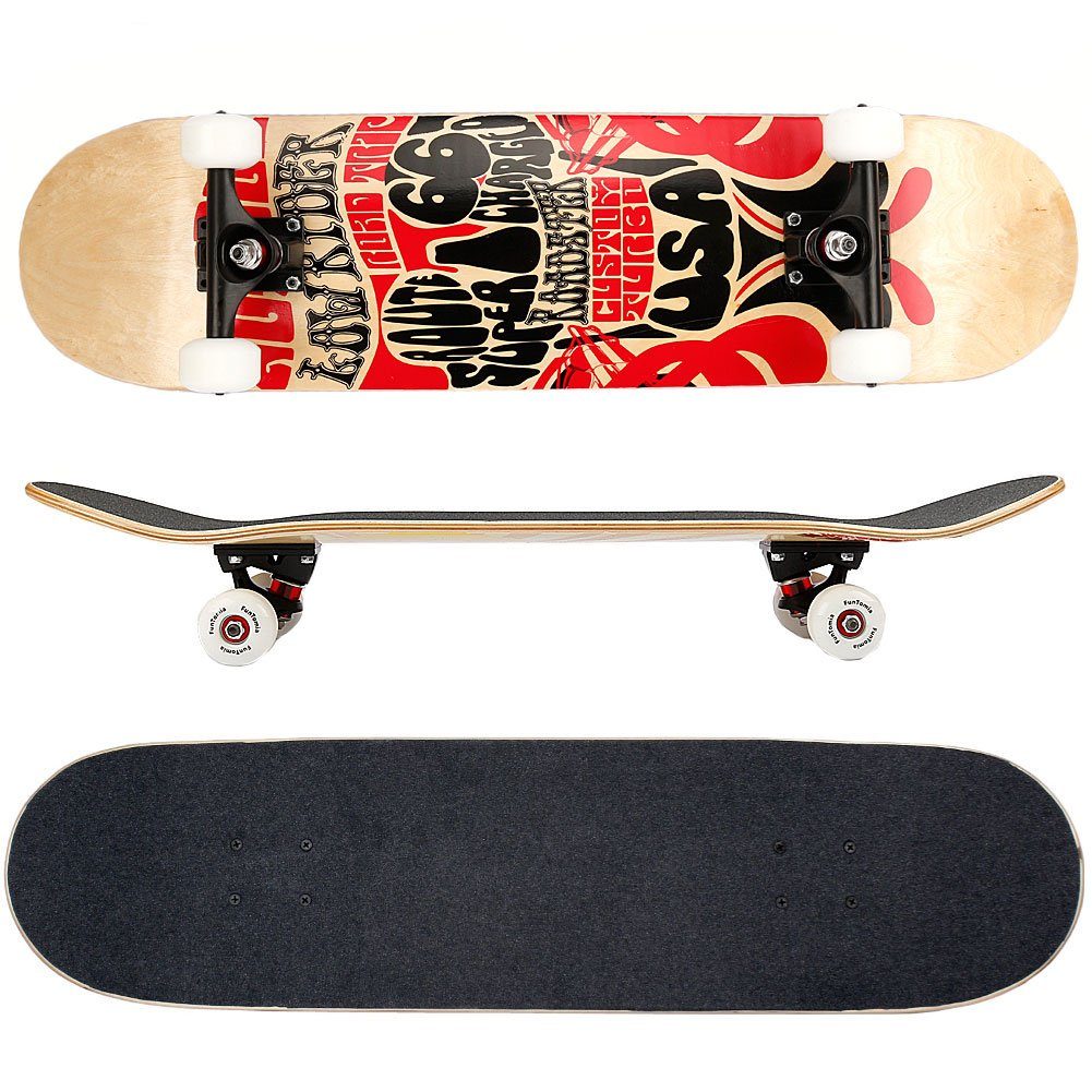 FunTomia Skateboard Skateboard mit Mach1 ABEC-9 Kugellager 7-lagigem Ahornholz 100A Rollen