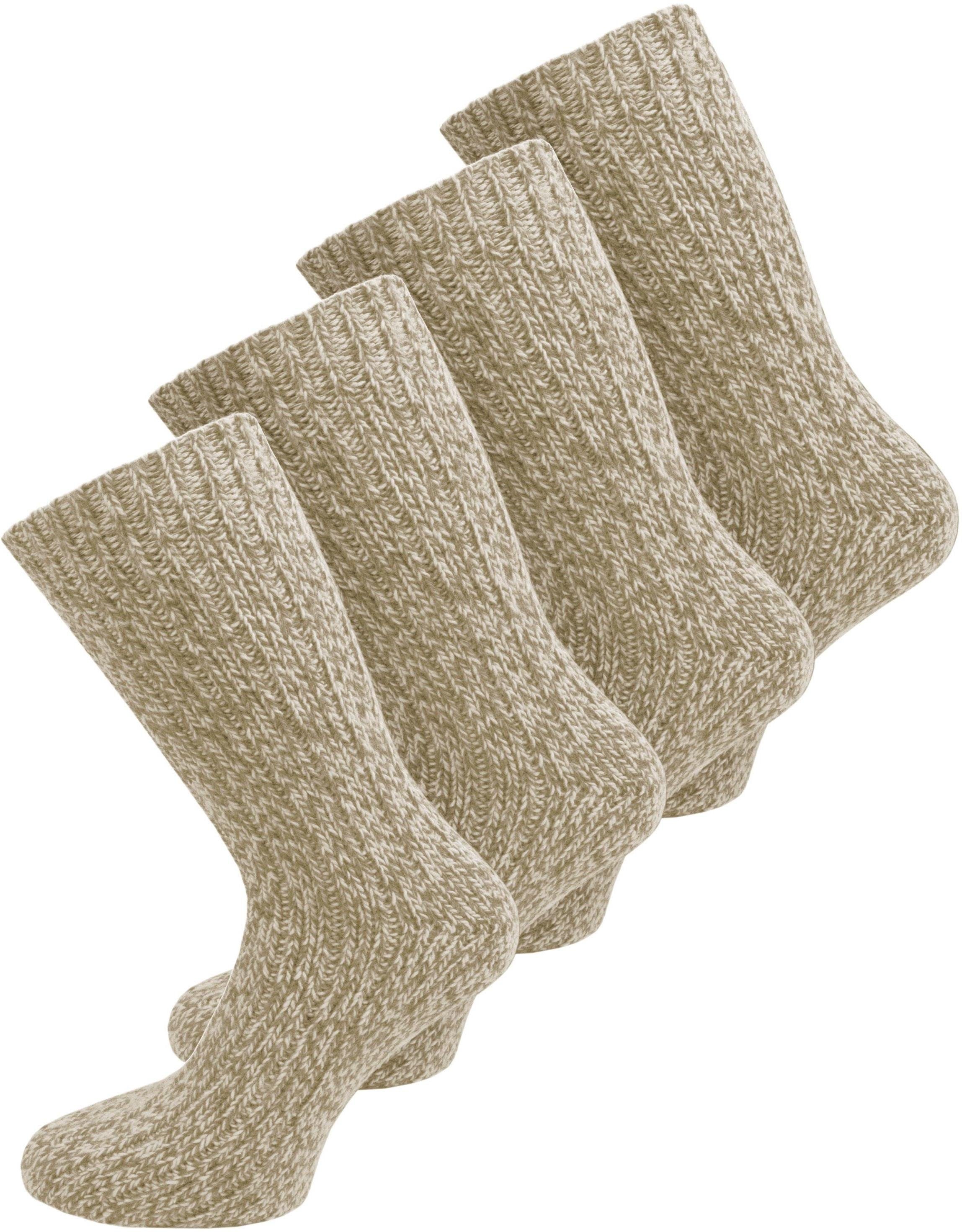 normani Thermosocken 4 Paar Norweger-Socken mit Wolle (4 Paar) natürlich warm Naturmelange