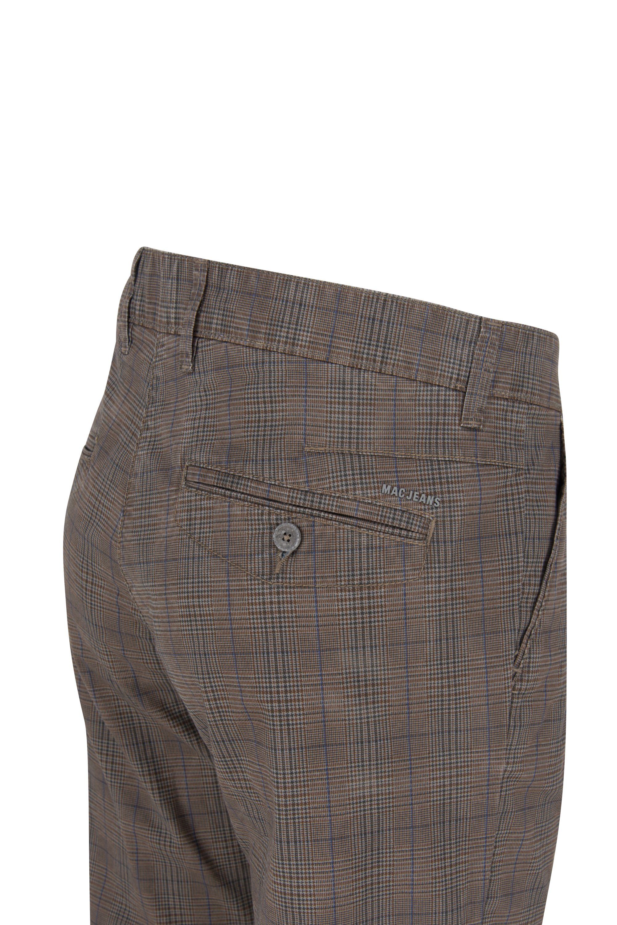 5-Pocket-Jeans MAC fawn GABARDINE PRINTED LENNOX brown check 6365-00-0670L 278K MAC