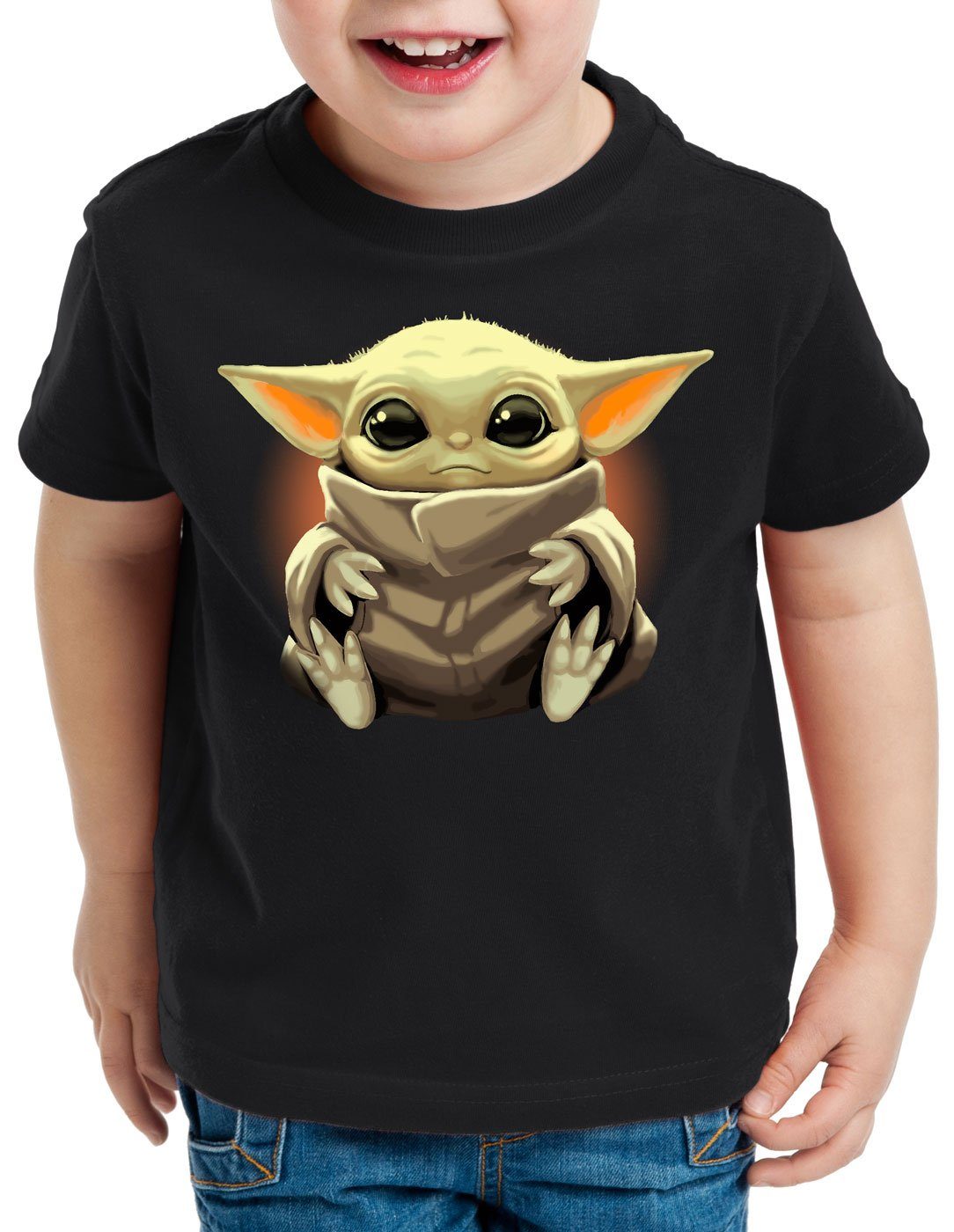 style3 Print-Shirt Kinder T-Shirt Chibi Yoda mini mando kopfgeldjäger