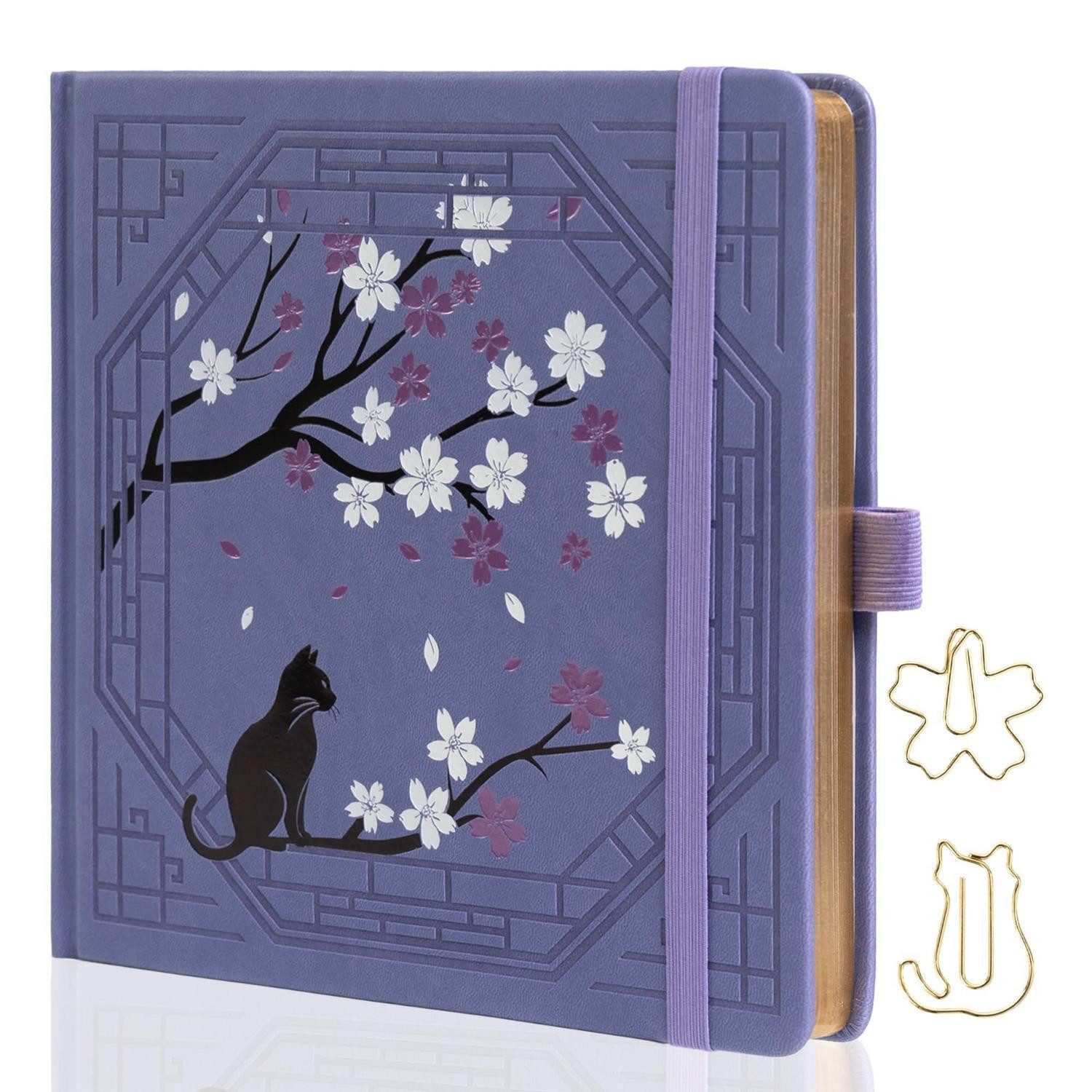LuxusKollektion Tagebuch Tagebuch Katze Sakura Lila 20.5cm Punktraster Hardcover