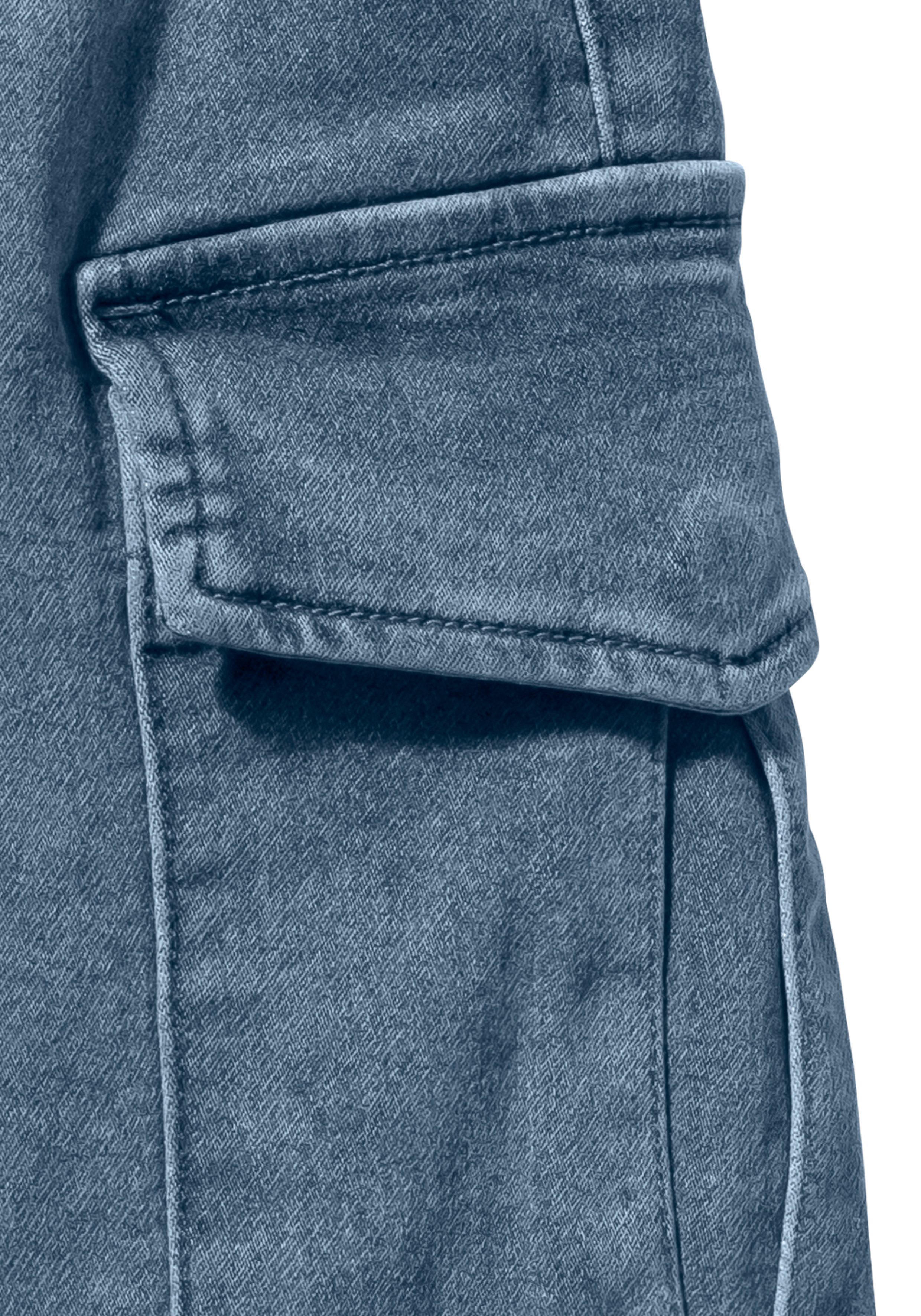 John Devin Shorts Bermuda, kurze Jogger Pants mit Cargotaschen, knielang, elastische Schlupf-Bermuda