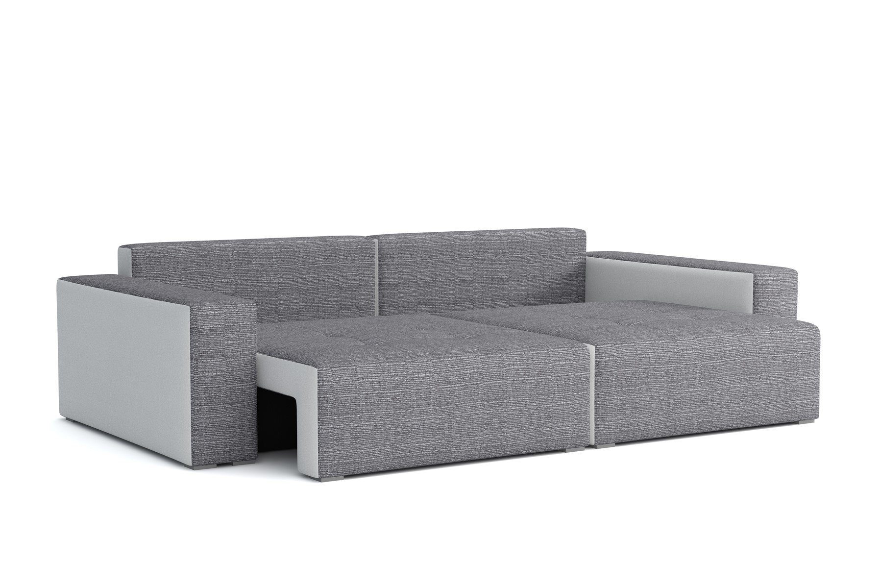 Fun Möbel Big-Sofa Megasofa in mit Schlaffunktion, Stoff Zierkissen Hellgrau mit REGGIO und Rückenkissen inkl. Couchgarnitur Poso Bettkasten