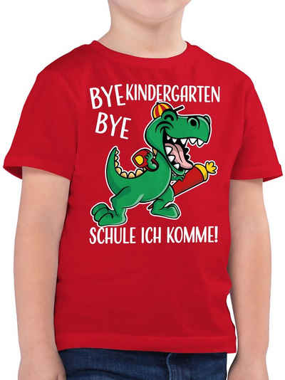Shirtracer T-Shirt »Bye Bye Kindergarten - Schule ich komme! mit Dinosaurier - weiß - Einschulung Junge Schulanfang Geschenke - Jungen Kinder T-Shirt« kindertshirt schulanfang - baumwollshirt schulkind 2022