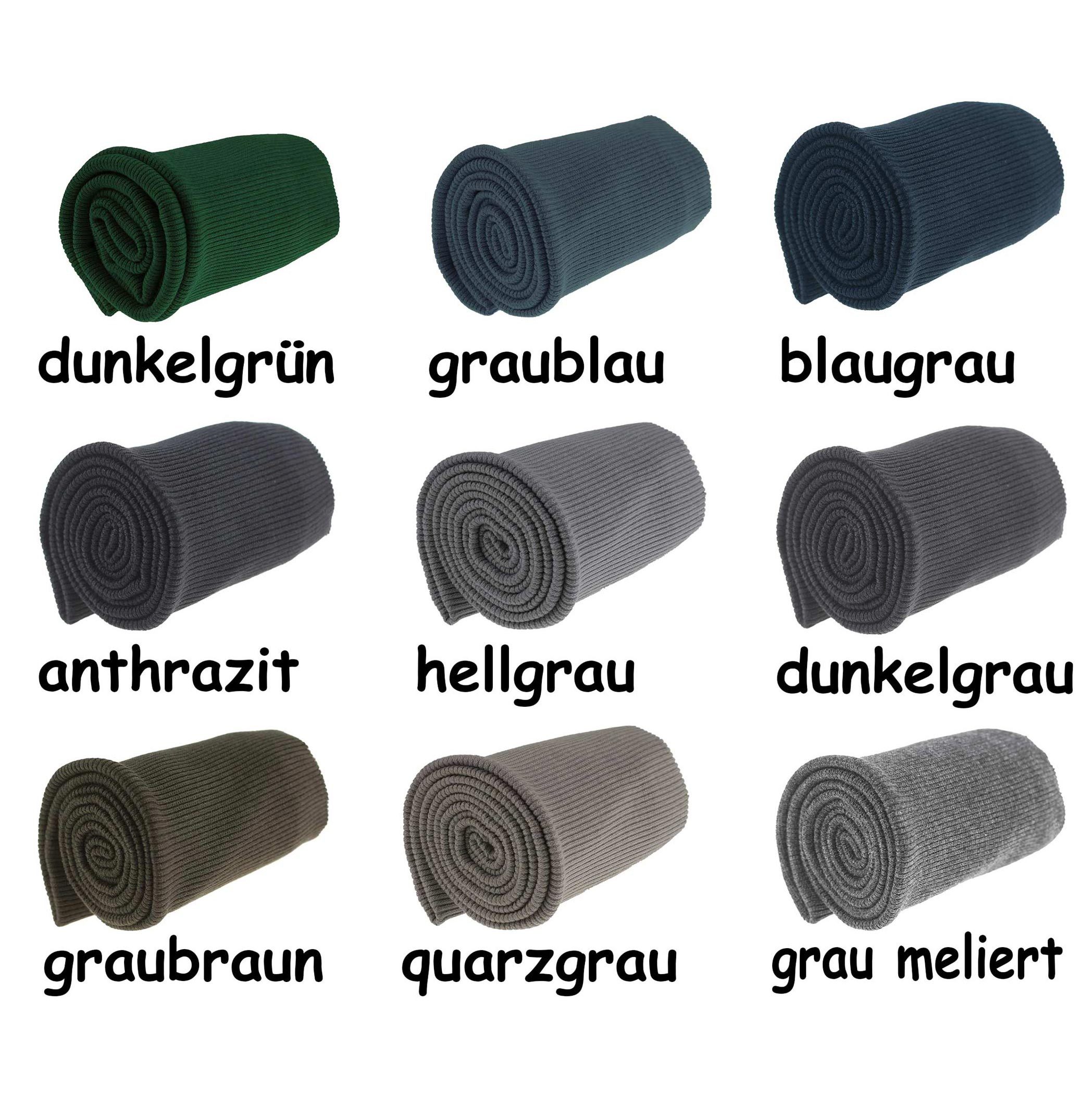 maDDma Stoff 16x80cm Strickbündchen elastisch gerippt, hellgrau