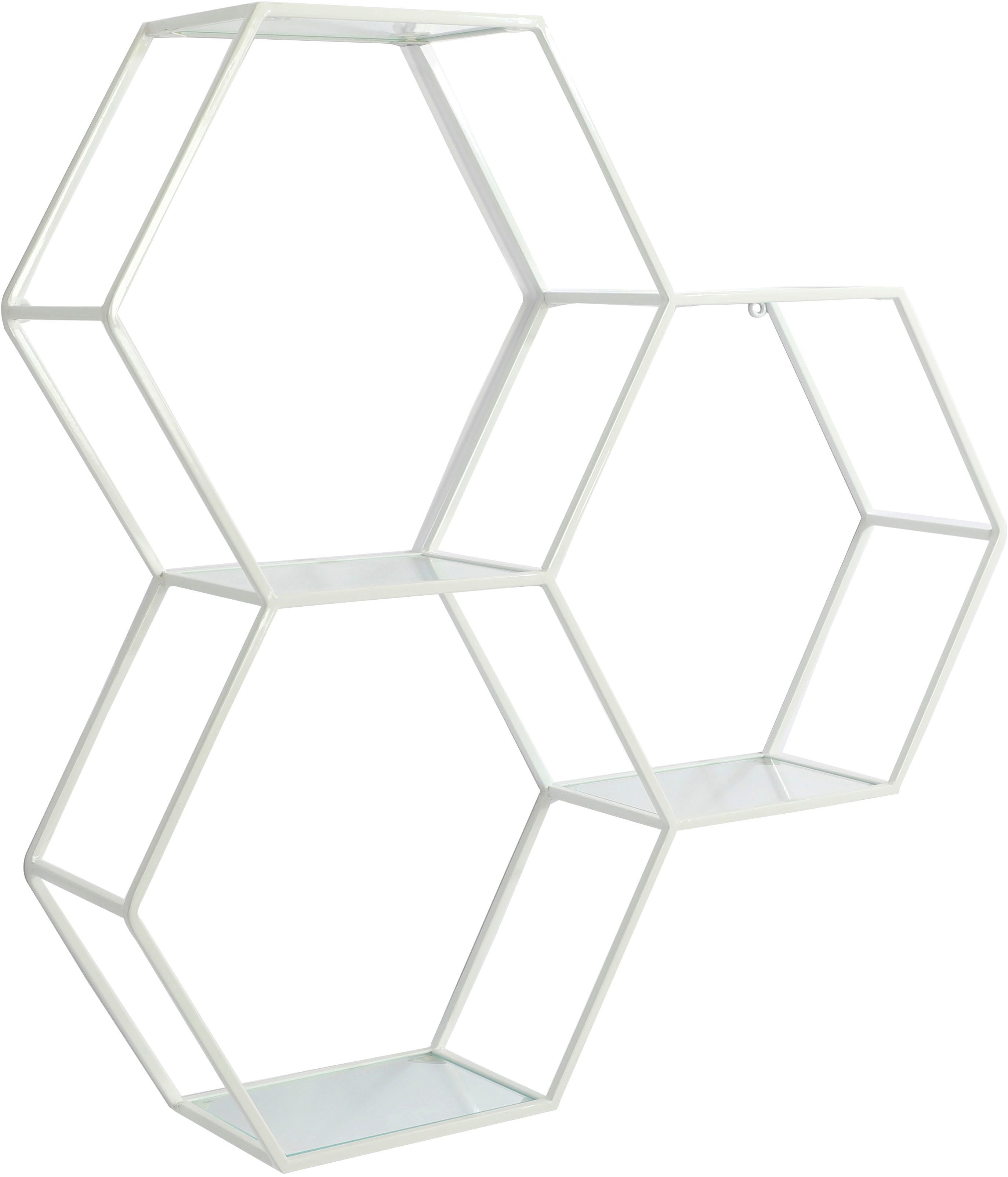 OTTO home Deko-Wandregal Lenia, 3 Ablageflächen aus Glas in einer besonderen Form kombiniert, für elegantes und modernes Wohnen, aus Metall, in 3 Farben