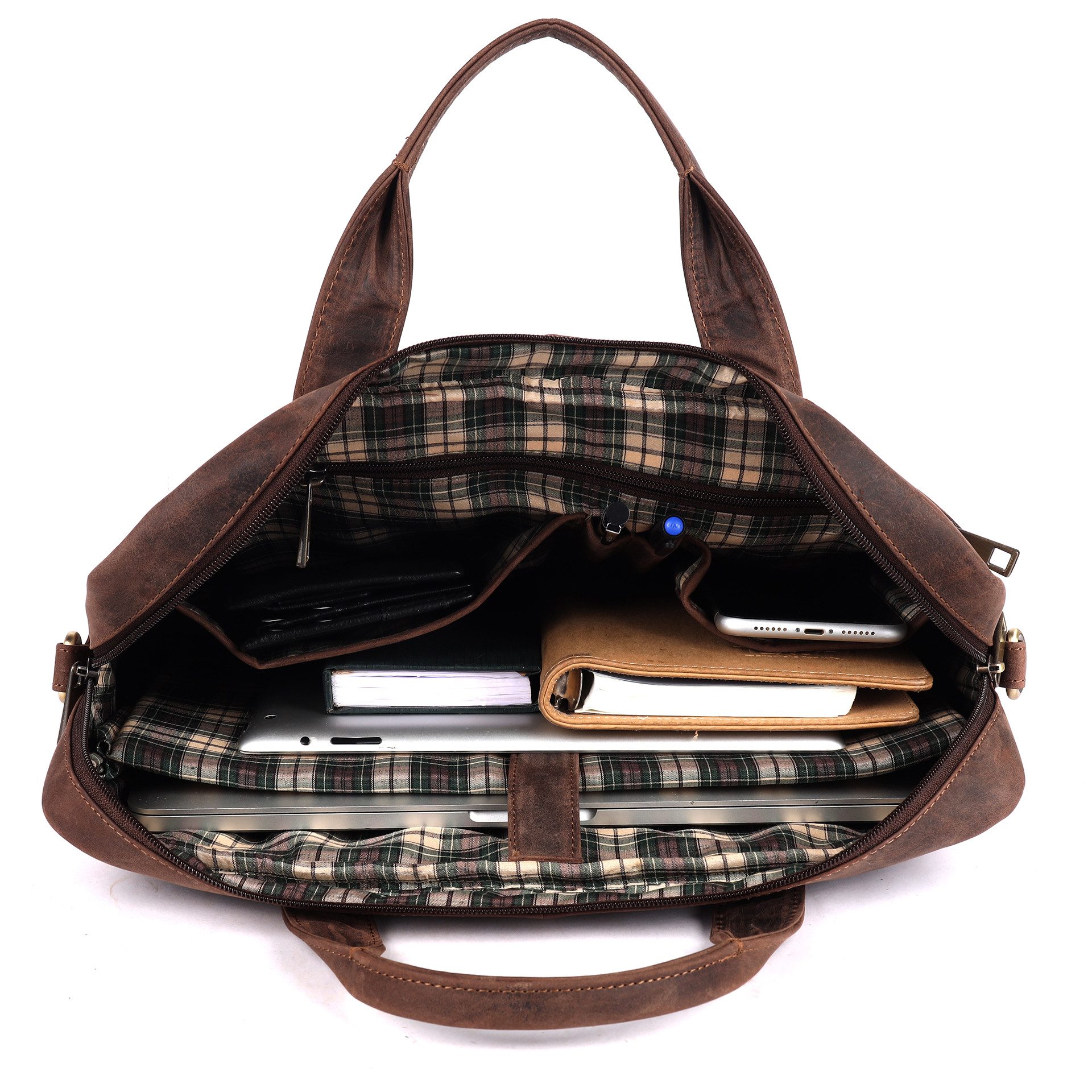 Benthill Aktentasche Echt Leder Laptoptasche Büro Tasche Umhängetasche Schultertasche, Schultergurt / Umhängegurt Reißverschlussfach – Bild 3 von 5