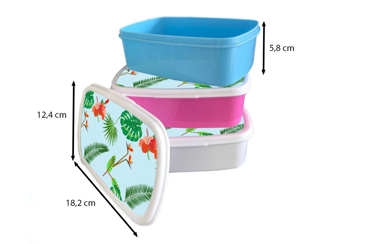 Jungs - Brotdose, Lunchbox - Muster Mädchen weiß - und MuchoWow Blumen, Kunststoff, Kinder (2-tlg), und für Pflanzen Erwachsene, Brotbox Dschungel für