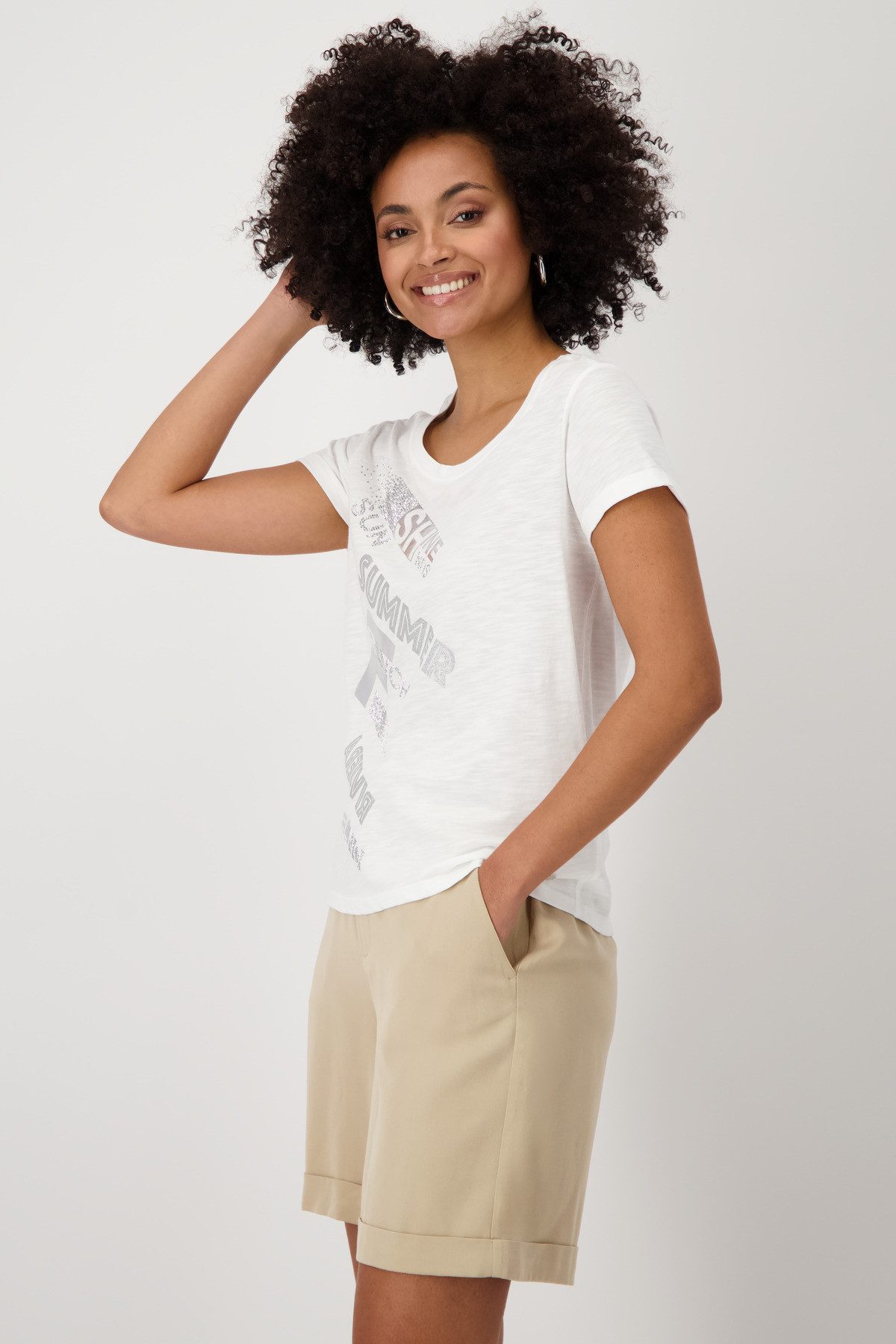 Monari T-Shirt Shirt Basic Schmuckschrift Mit günstig online kaufen